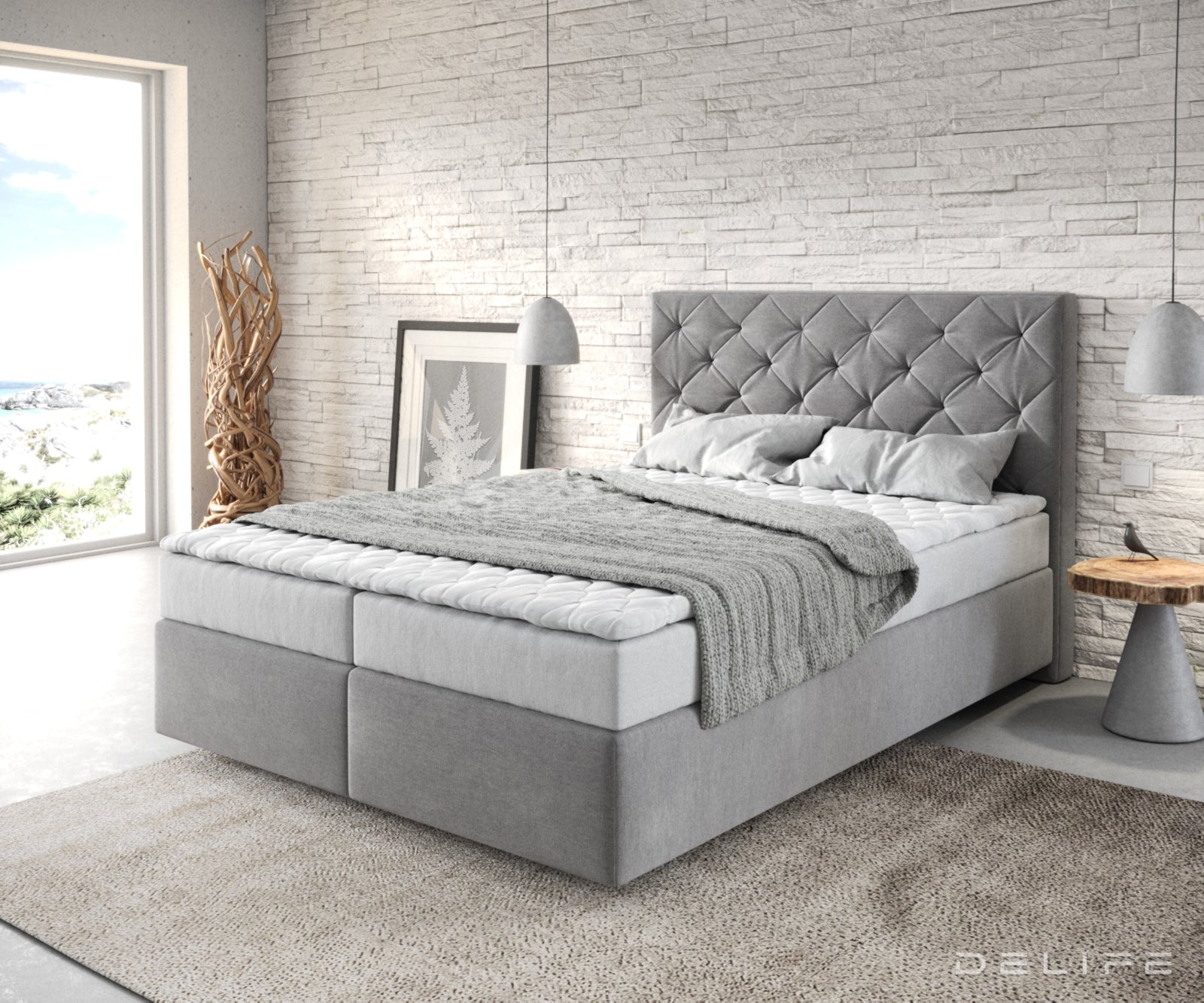 Box spring krevet Dream-Great s madracem i nadmadracem, Materijal: Mikrofibra