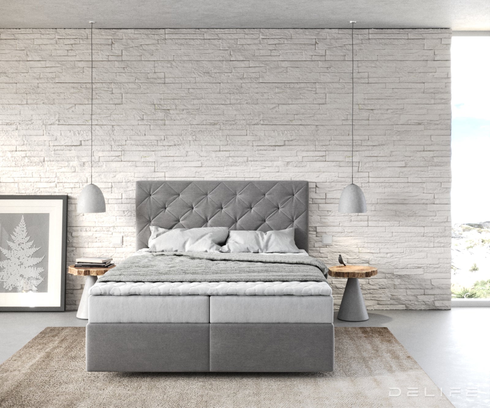 Box spring krevet Dream-Great s madracem i nadmadracem, Materijal: Mikrofibra