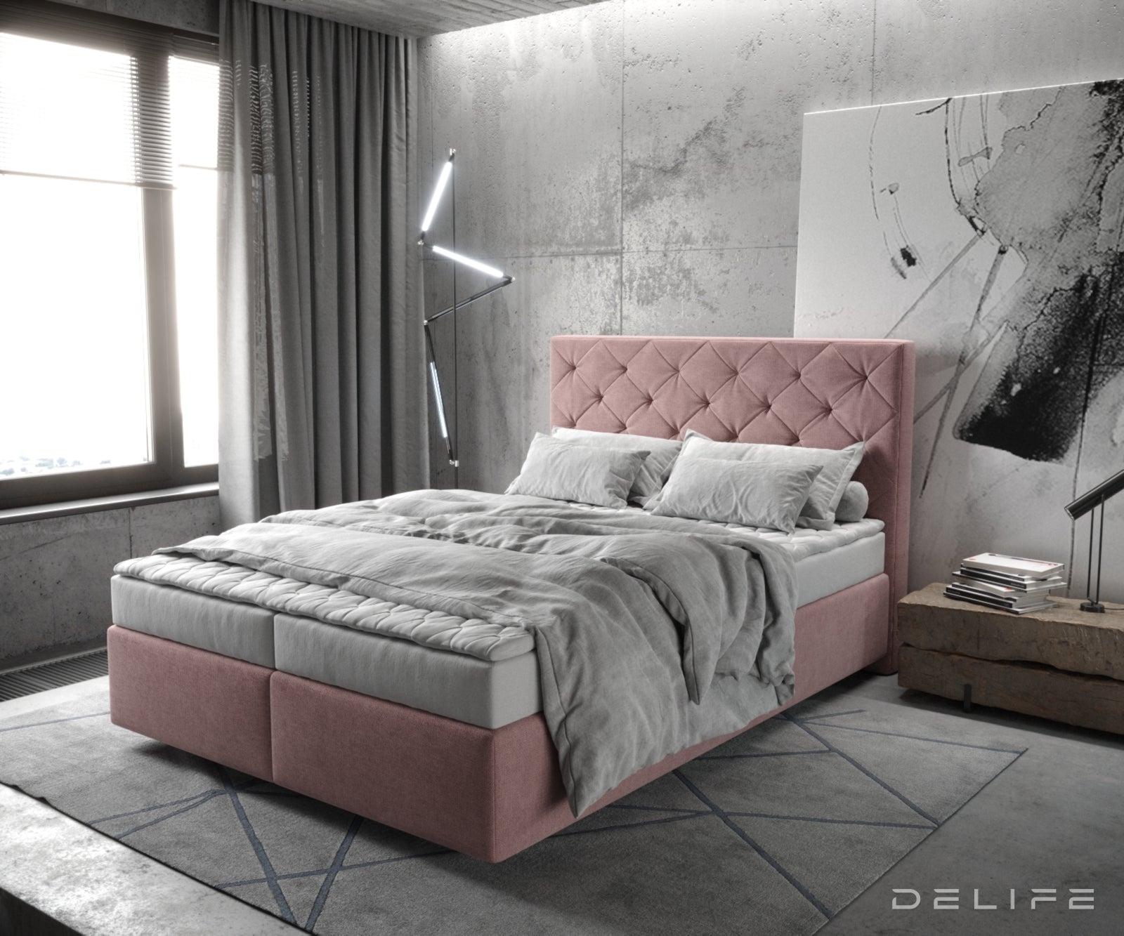 Box spring krevet Dream-Great s madracem i nadmadracem, Materijal: Mikrofibra