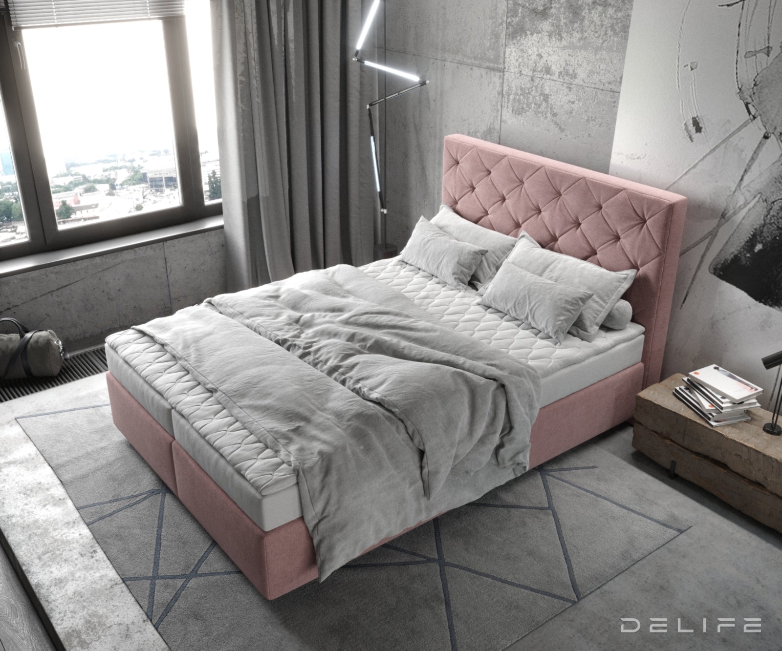 Box spring krevet Dream-Great s madracem i nadmadracem, Materijal: Mikrofibra