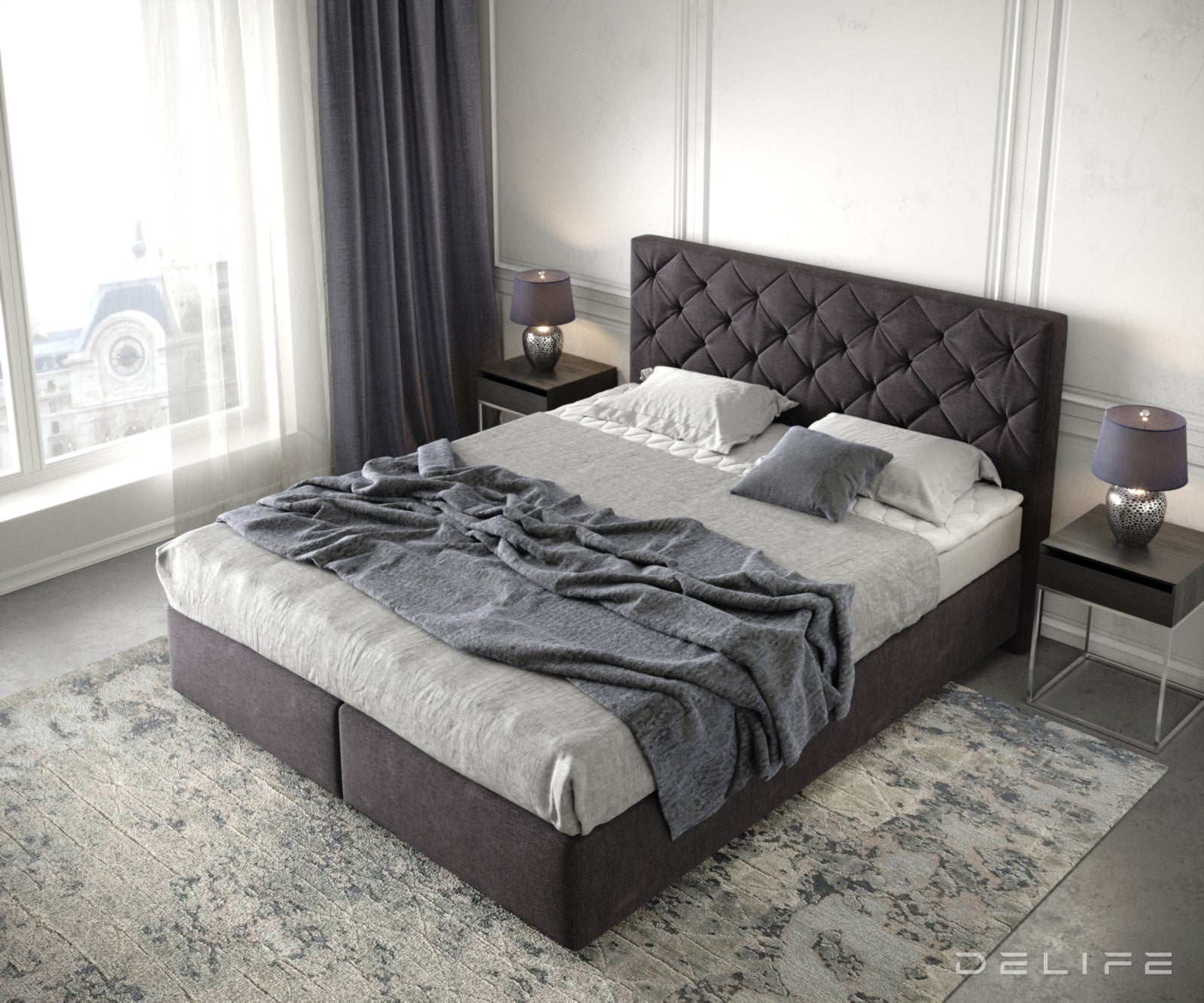 Box spring krevet Dream-Great s madracem i nadmadracem, Materijal: Mikrofibra