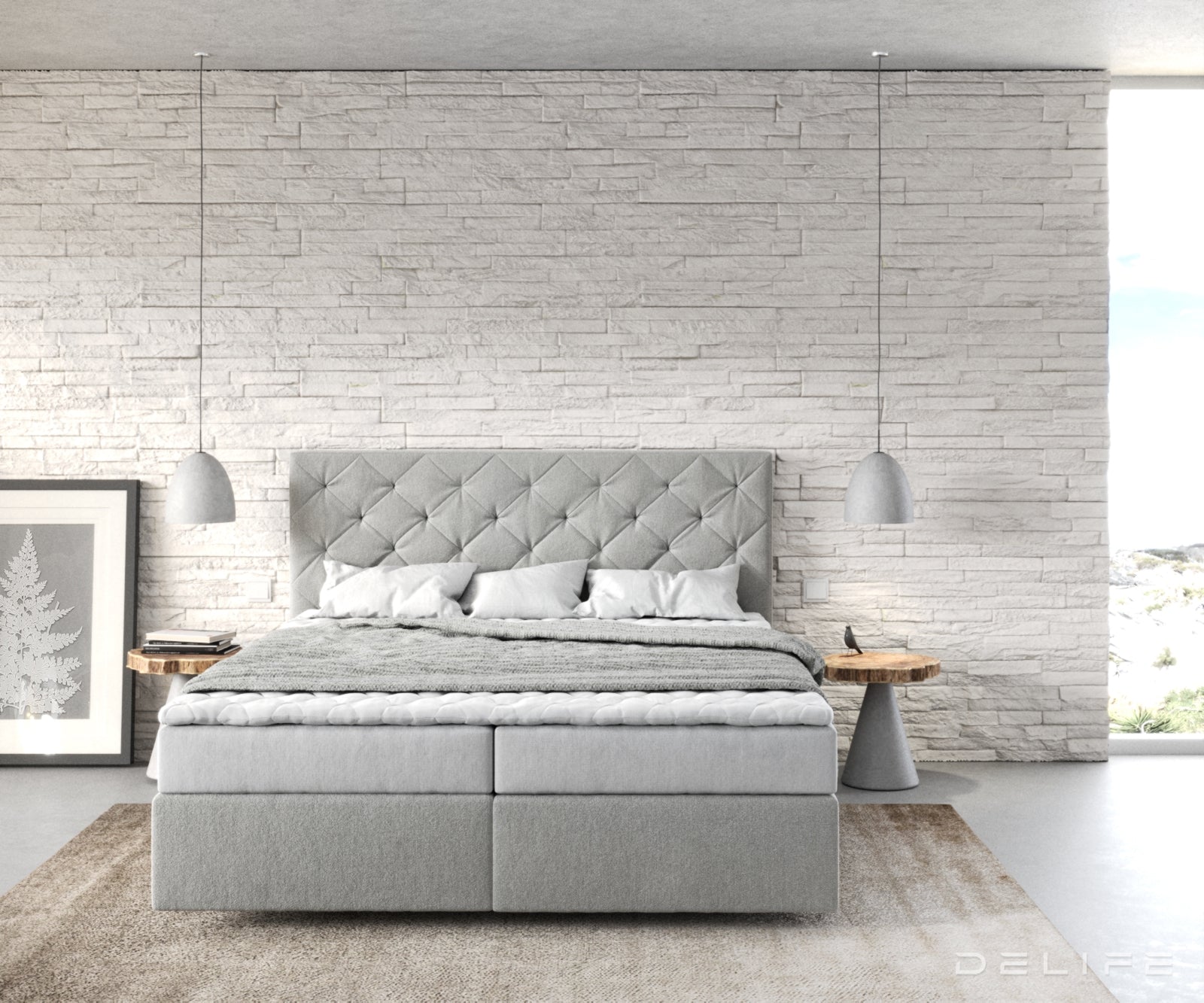 Box spring krevet Dream-Great s madracem i nadmadracem, Materijal: Mikrofibra