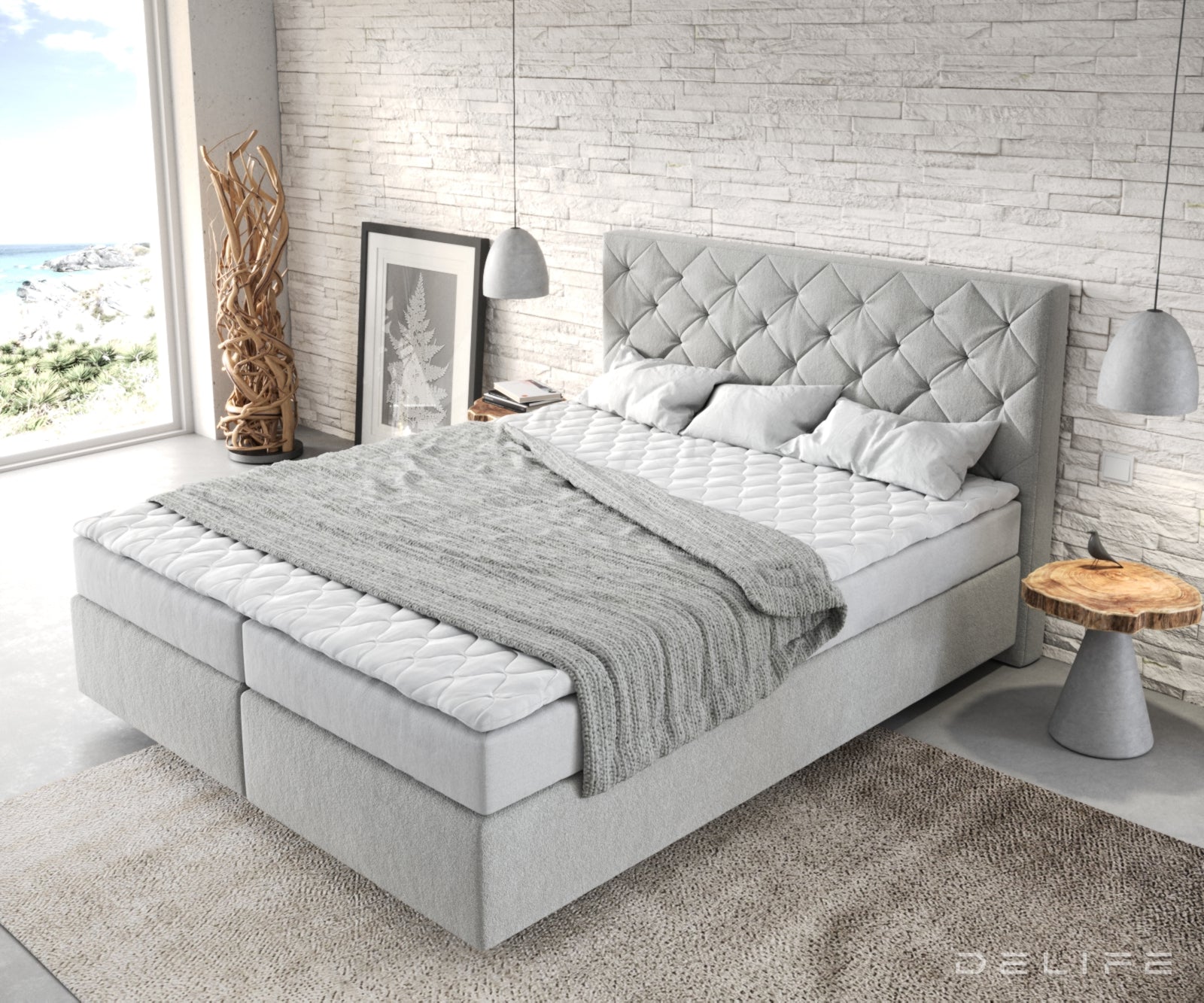 Box spring krevet Dream-Great s madracem i nadmadracem, Materijal: Mikrofibra