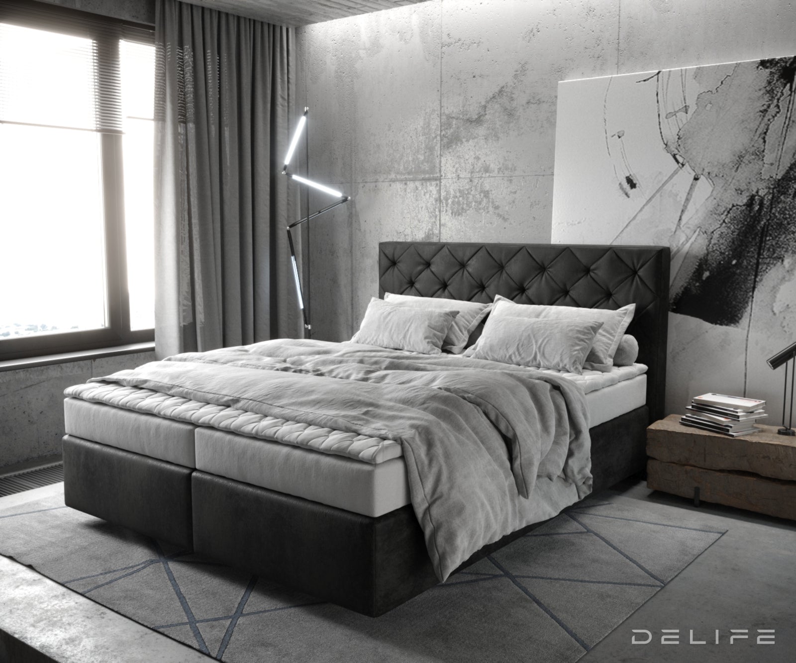Box spring krevet Dream-Great s madracem i nadmadracem, Materijal: Mikrofibra