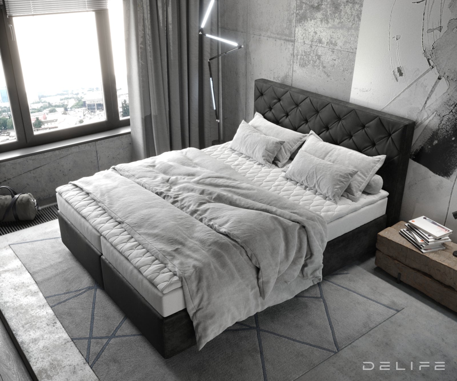 Box spring krevet Dream-Great s madracem i nadmadracem, Materijal: Mikrofibra