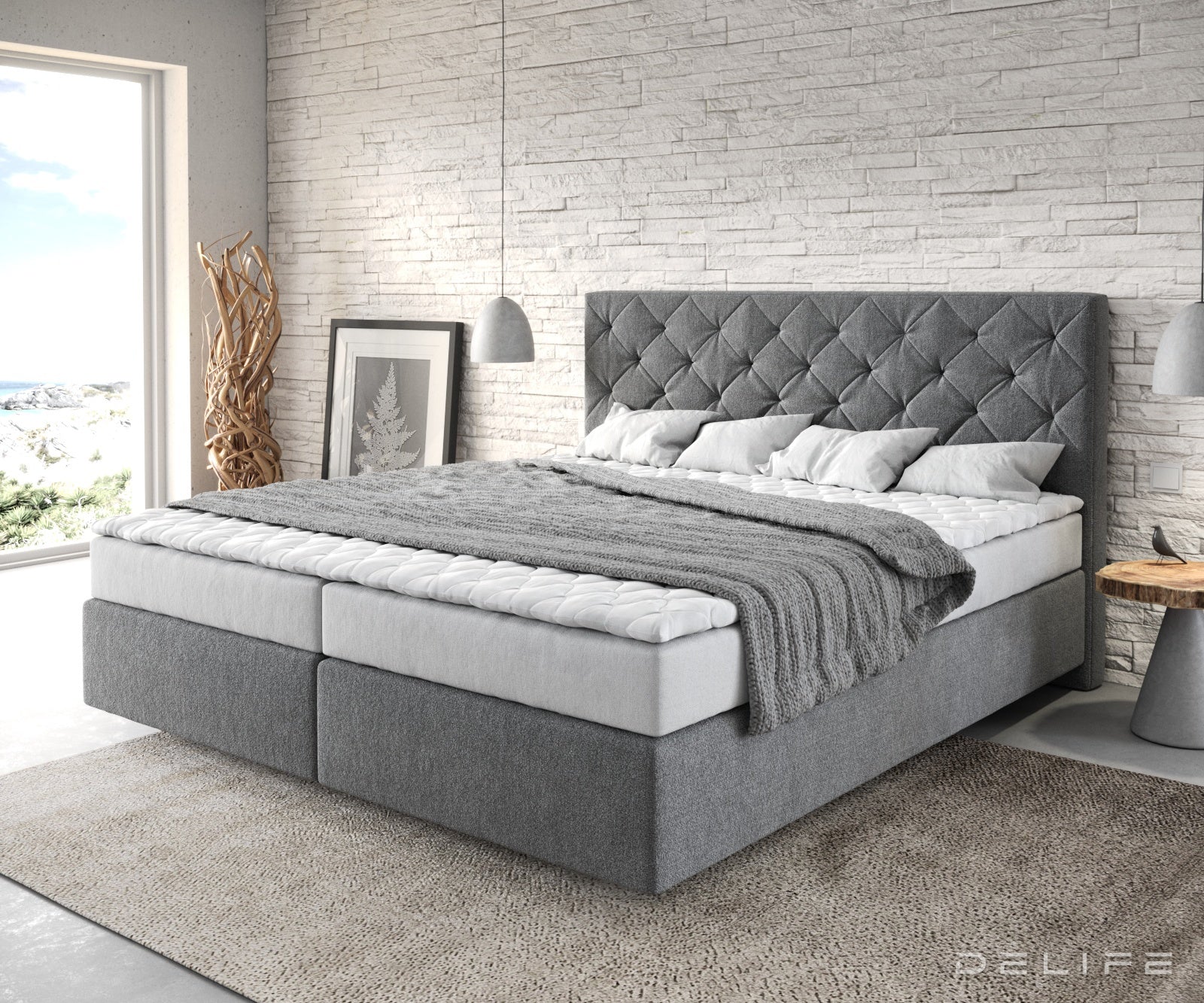 Box spring krevet Dream-Great s madracem i nadmadracem, Materijal: Mikrofibra