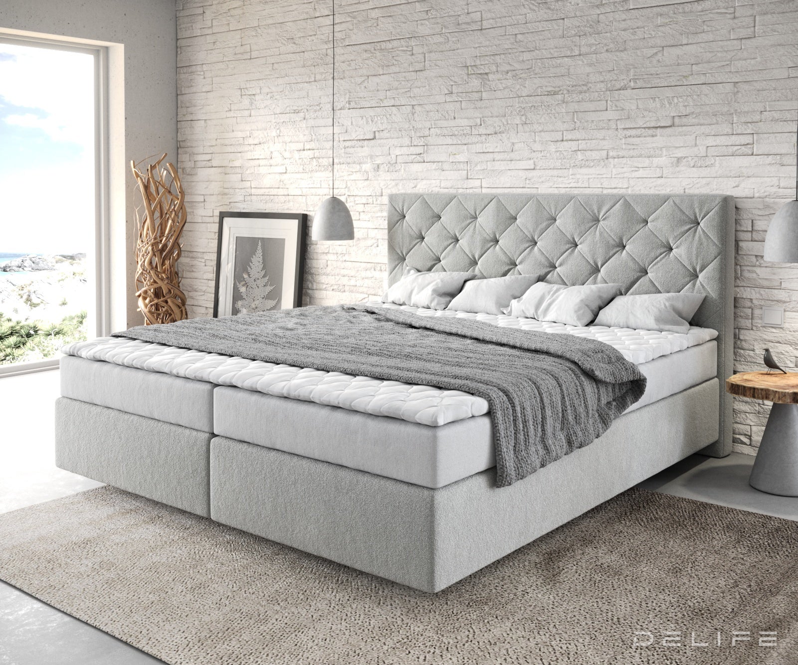 Box spring krevet Dream-Great s madracem i nadmadracem, Materijal: Mikrofibra