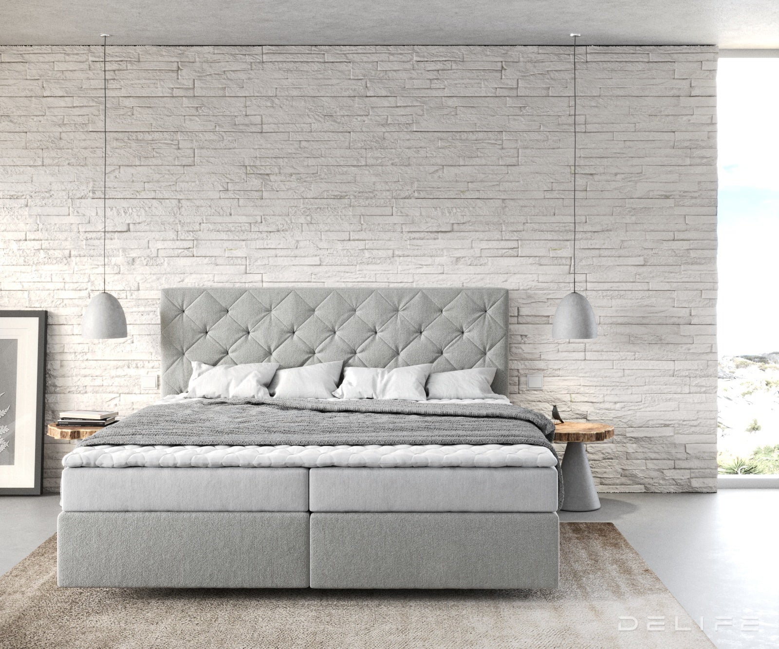 Box spring krevet Dream-Great s madracem i nadmadracem, Materijal: Mikrofibra