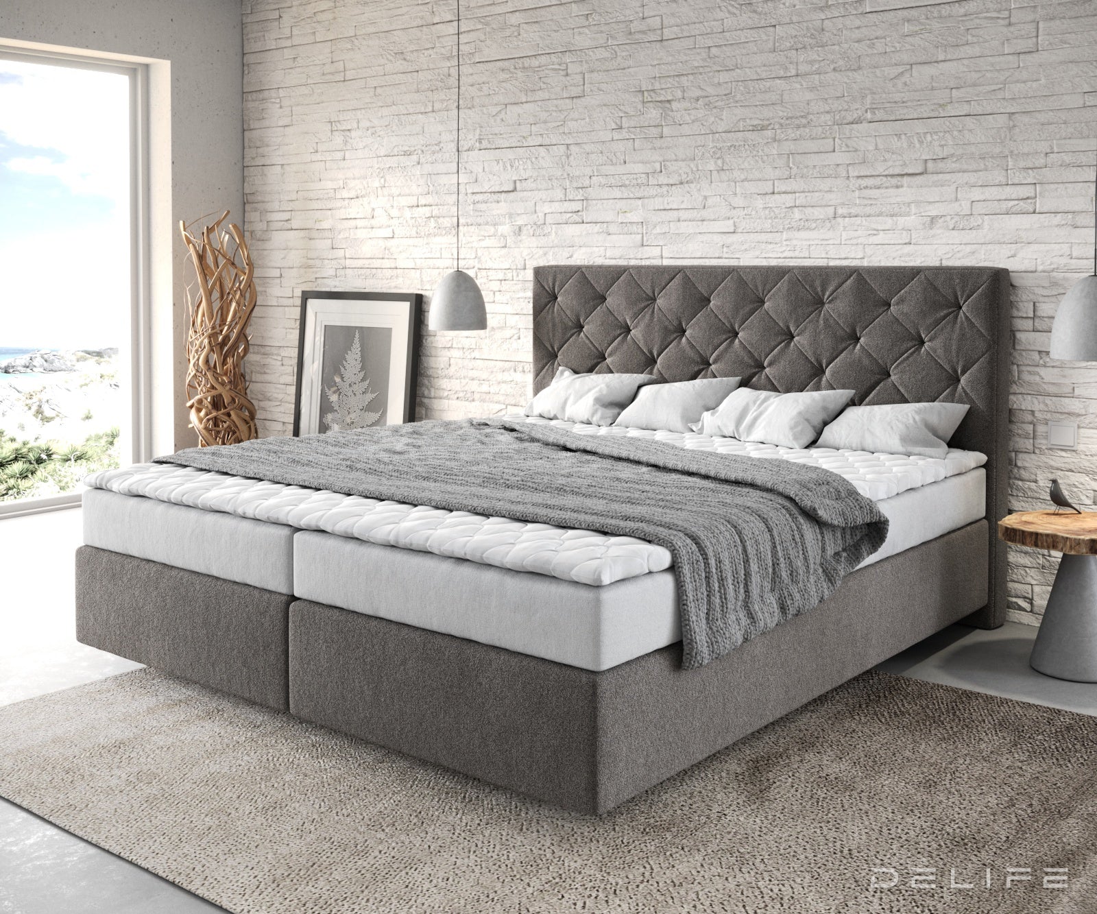 Box spring krevet Dream-Great s madracem i nadmadracem, Materijal: Mikrofibra