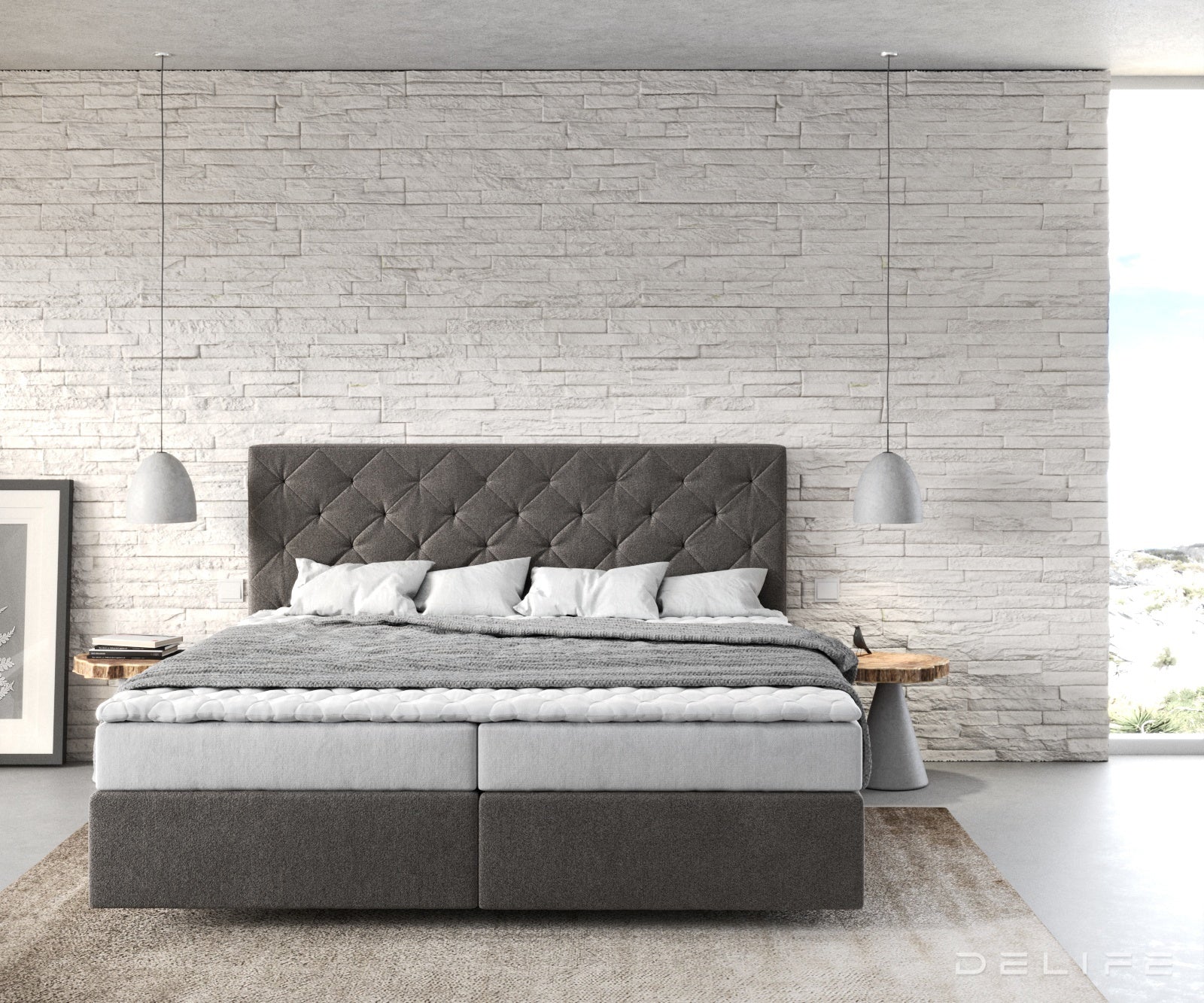 Box spring krevet Dream-Great s madracem i nadmadracem, Materijal: Mikrofibra