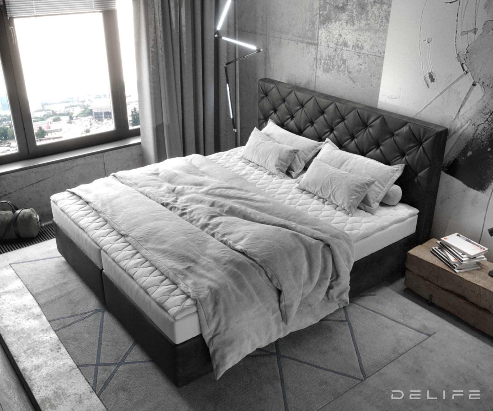 Box spring krevet Dream-Great s madracem i nadmadracem, Materijal: Mikrofibra