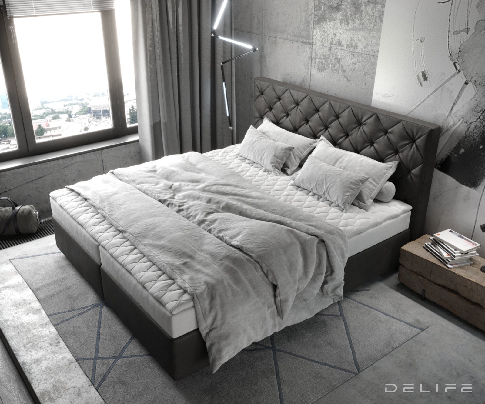Box spring krevet Dream-Great s madracem i nadmadracem, Materijal: Imitacija kože