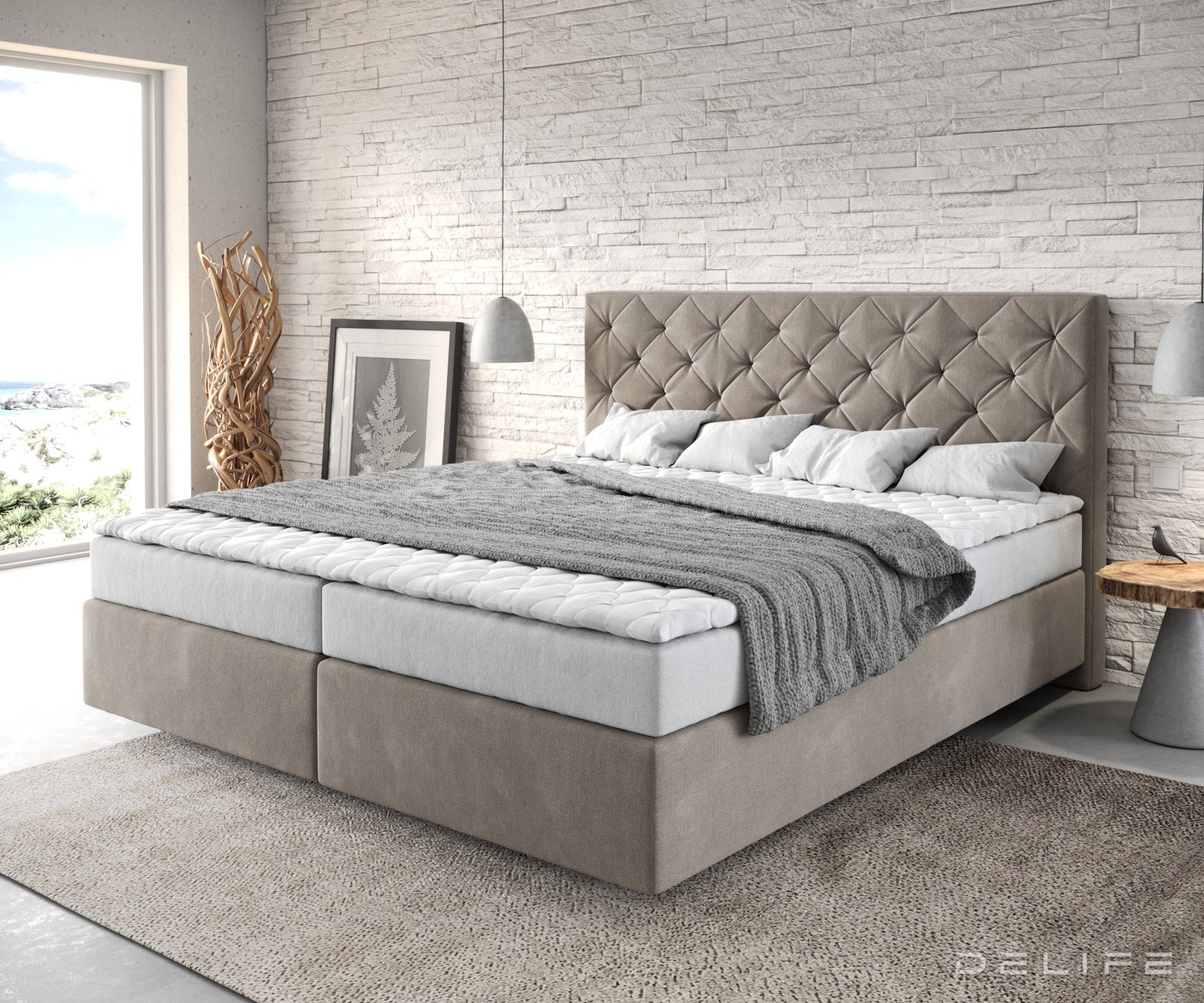 Box spring krevet Dream-Great s madracem i nadmadracem, Materijal: Mikrofibra