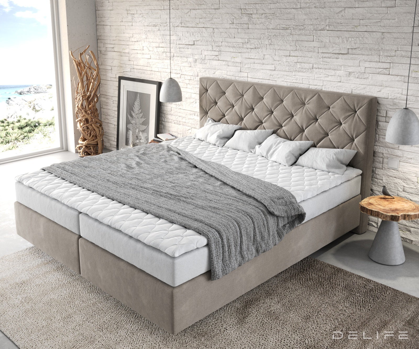 Box spring krevet Dream-Great s madracem i nadmadracem, Materijal: Mikrofibra
