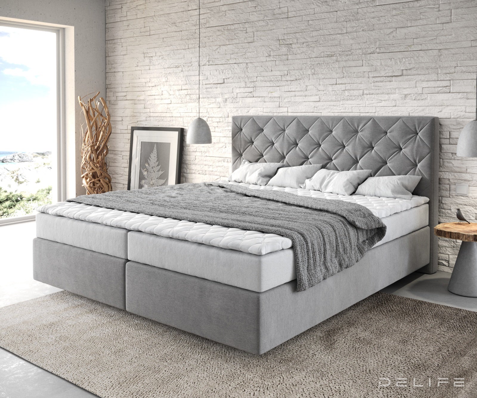 Box spring krevet Dream-Great s madracem i nadmadracem, Materijal: Mikrofibra