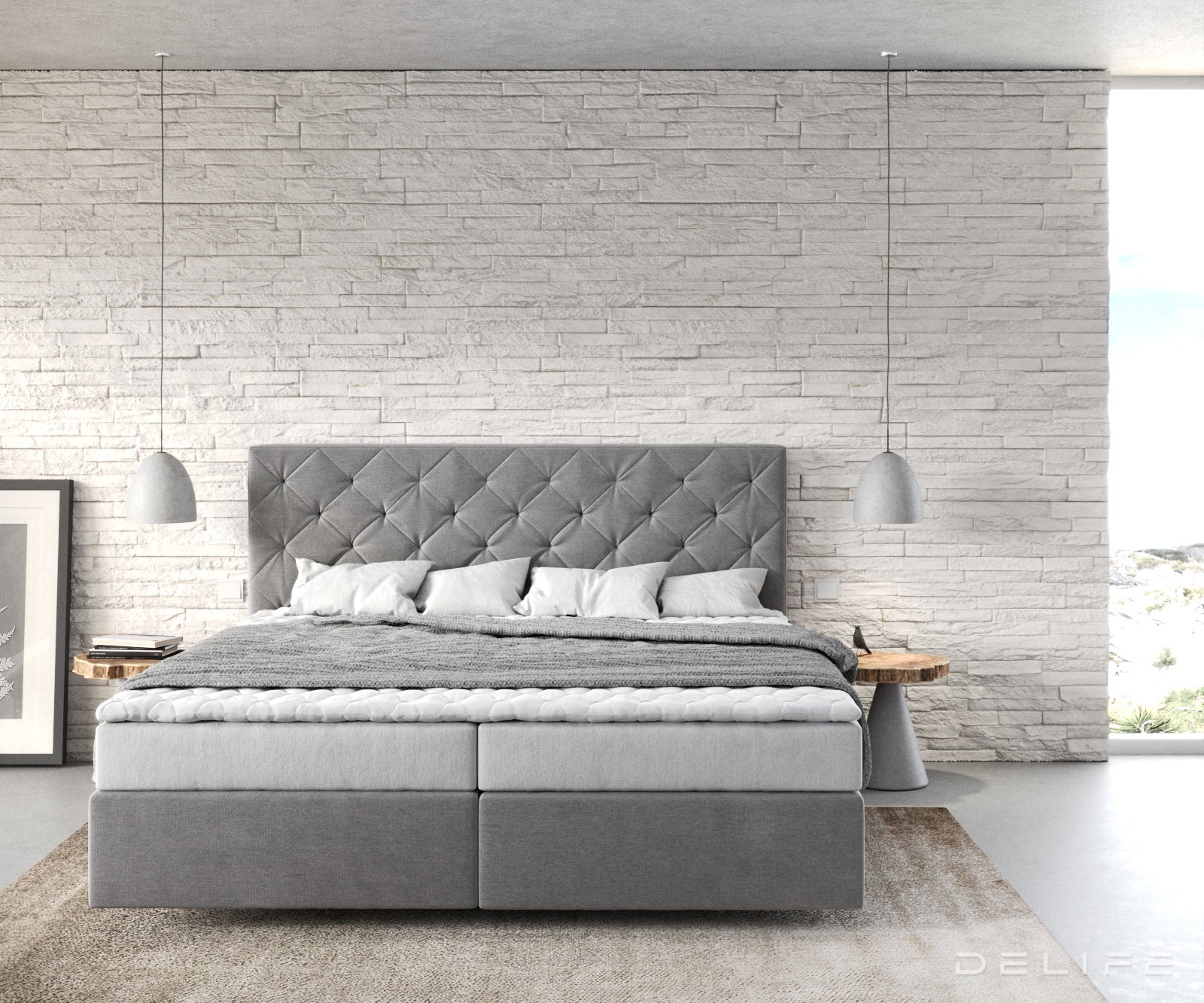 Box spring krevet Dream-Great s madracem i nadmadracem, Materijal: Mikrofibra
