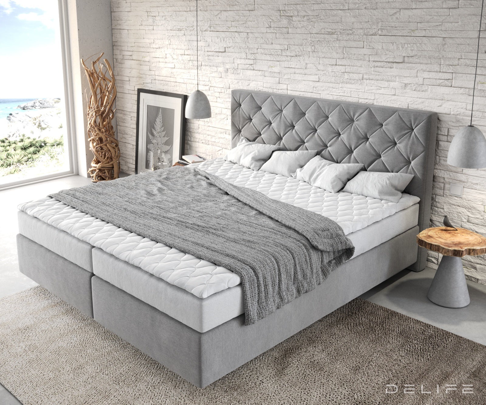 Box spring krevet Dream-Great s madracem i nadmadracem, Materijal: Mikrofibra
