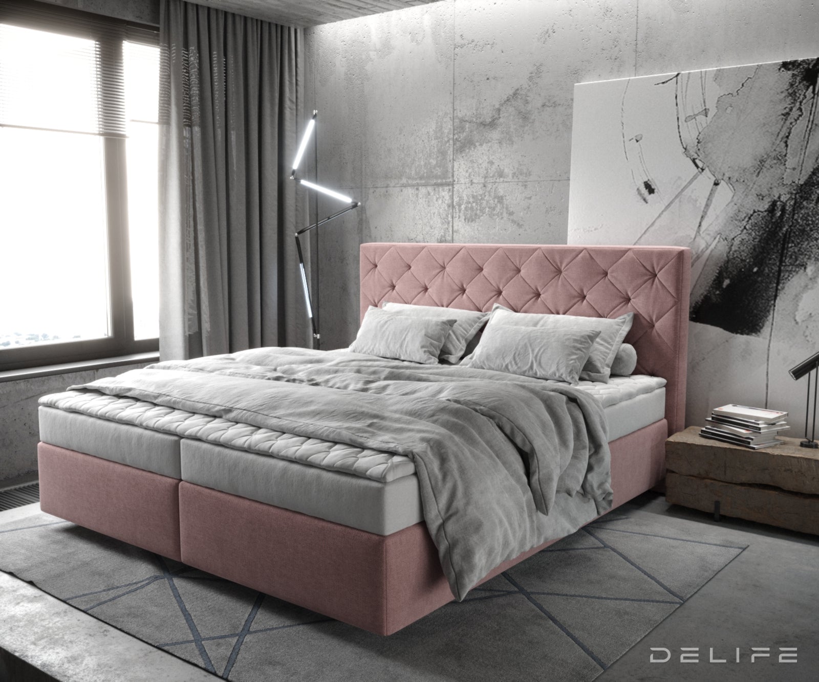 Box spring krevet Dream-Great s madracem i nadmadracem, Materijal: Mikrofibra