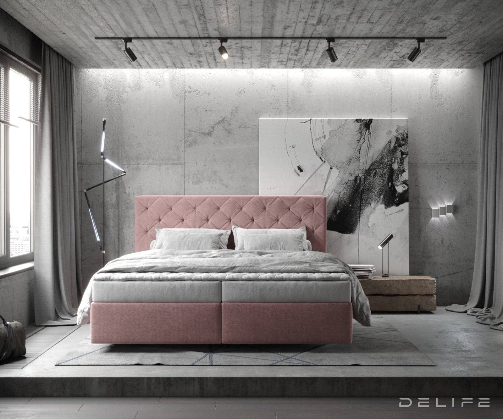 Box spring krevet Dream-Great s madracem i nadmadracem, Materijal: Mikrofibra