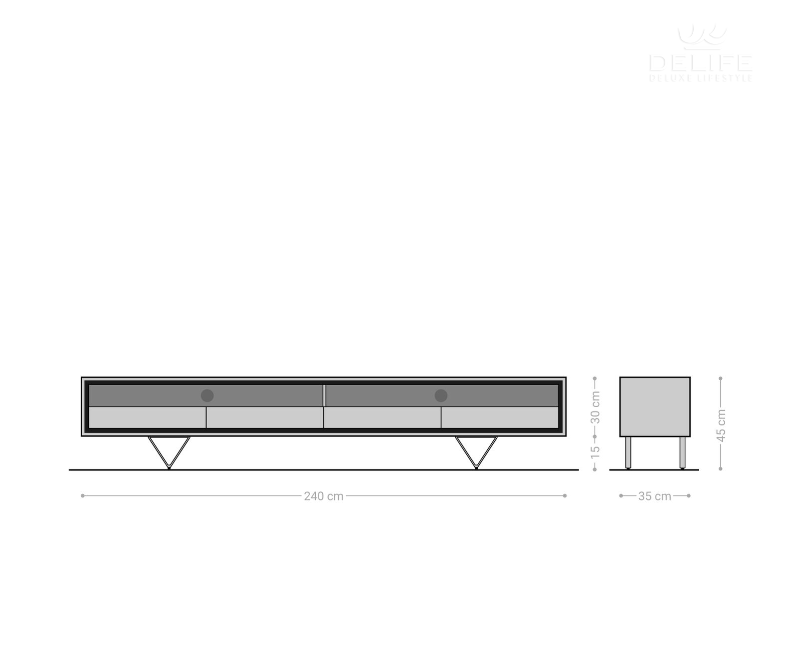 Komoda Stonegrace 240cm, Materijal: Bagrem