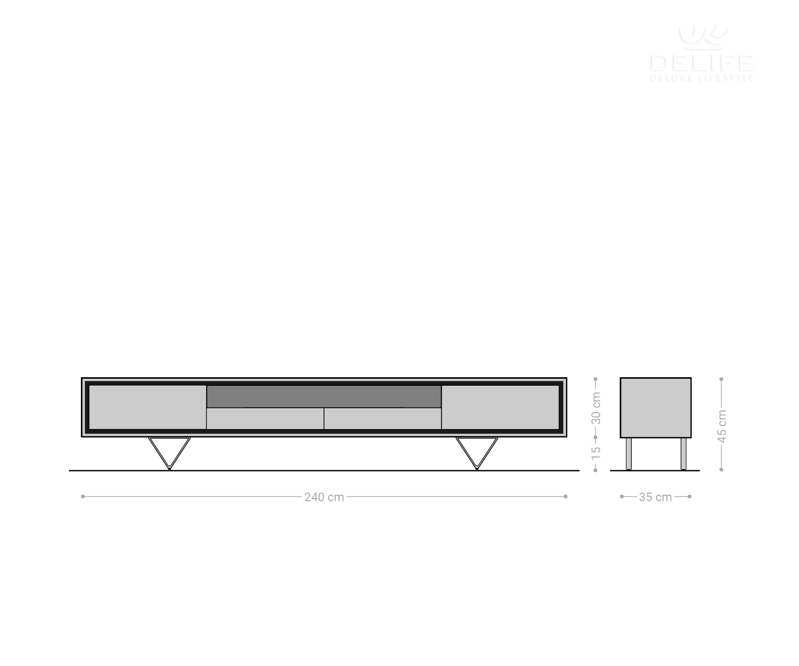 Komoda Stonegrace 240cm, Materijal: Bagrem