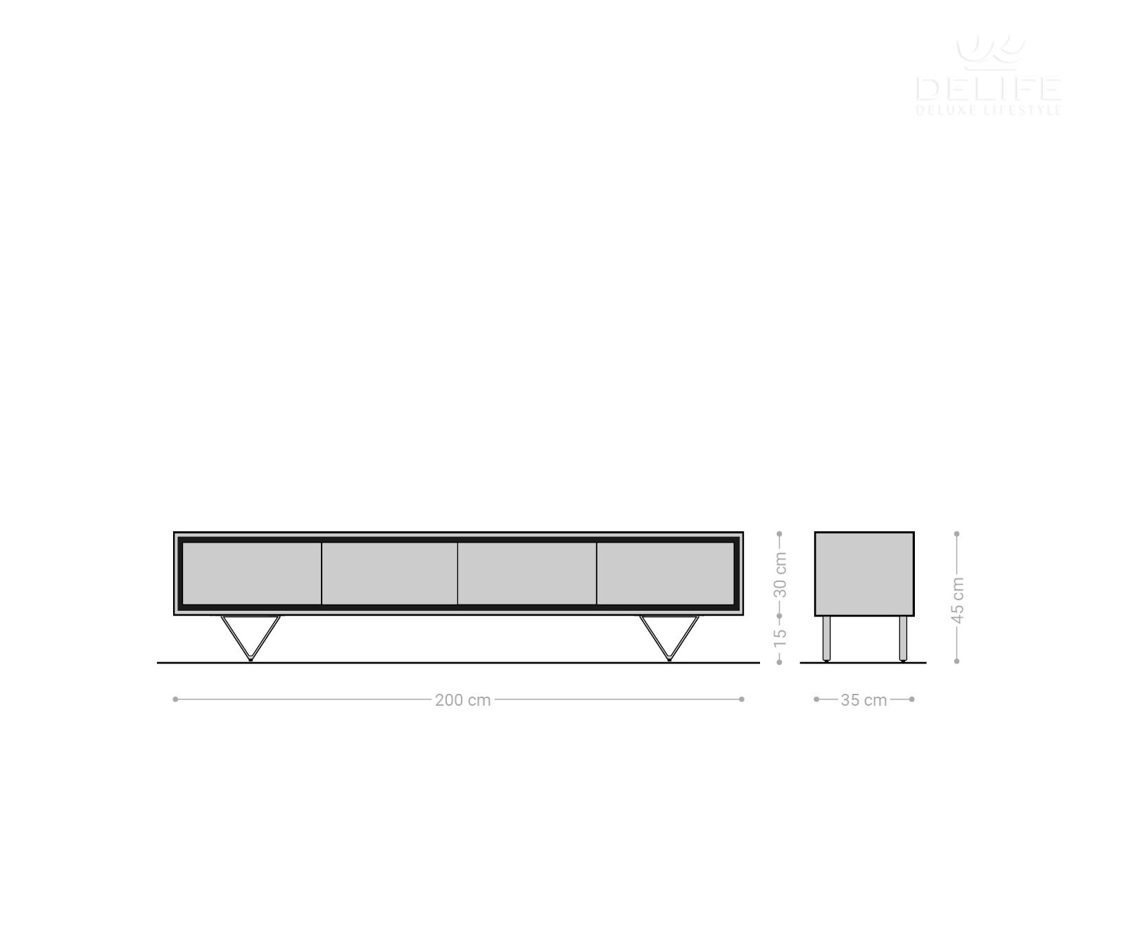 Komoda Stonegrace 4 vrata, 200cm, Materijal: Bagrem
