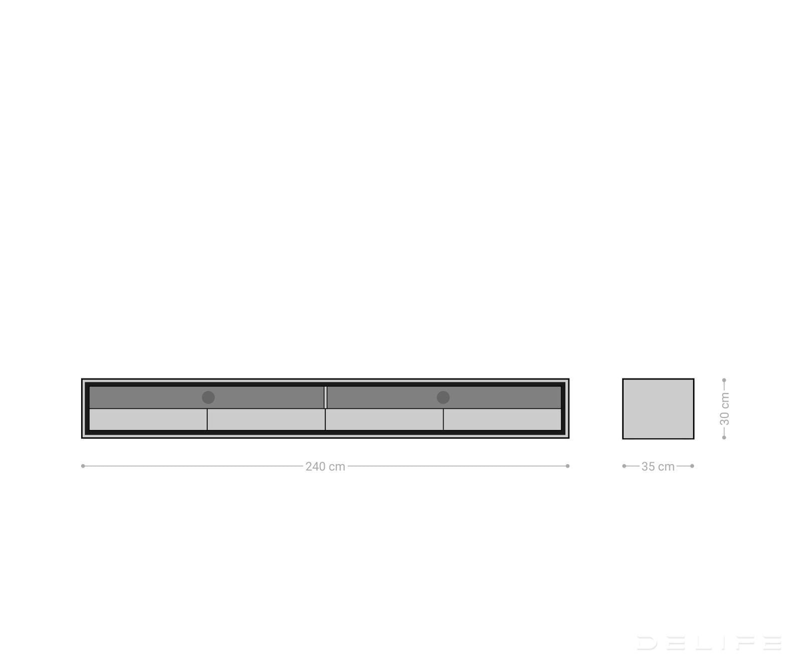 Komoda Stonegrace 240cm, Materijal: Bagrem