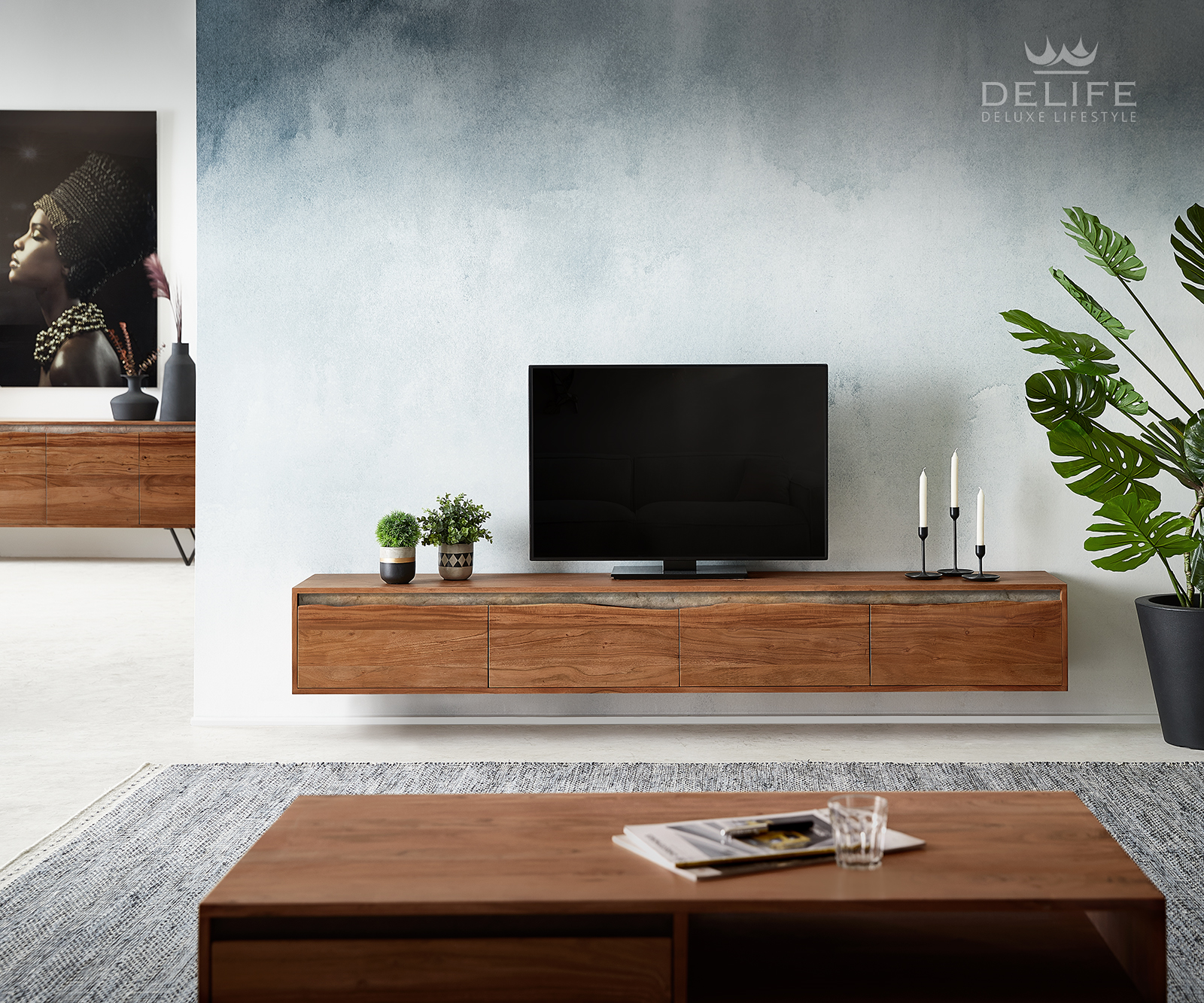 Komoda Stonegrace 220x35cm, Materijal: Bagrem