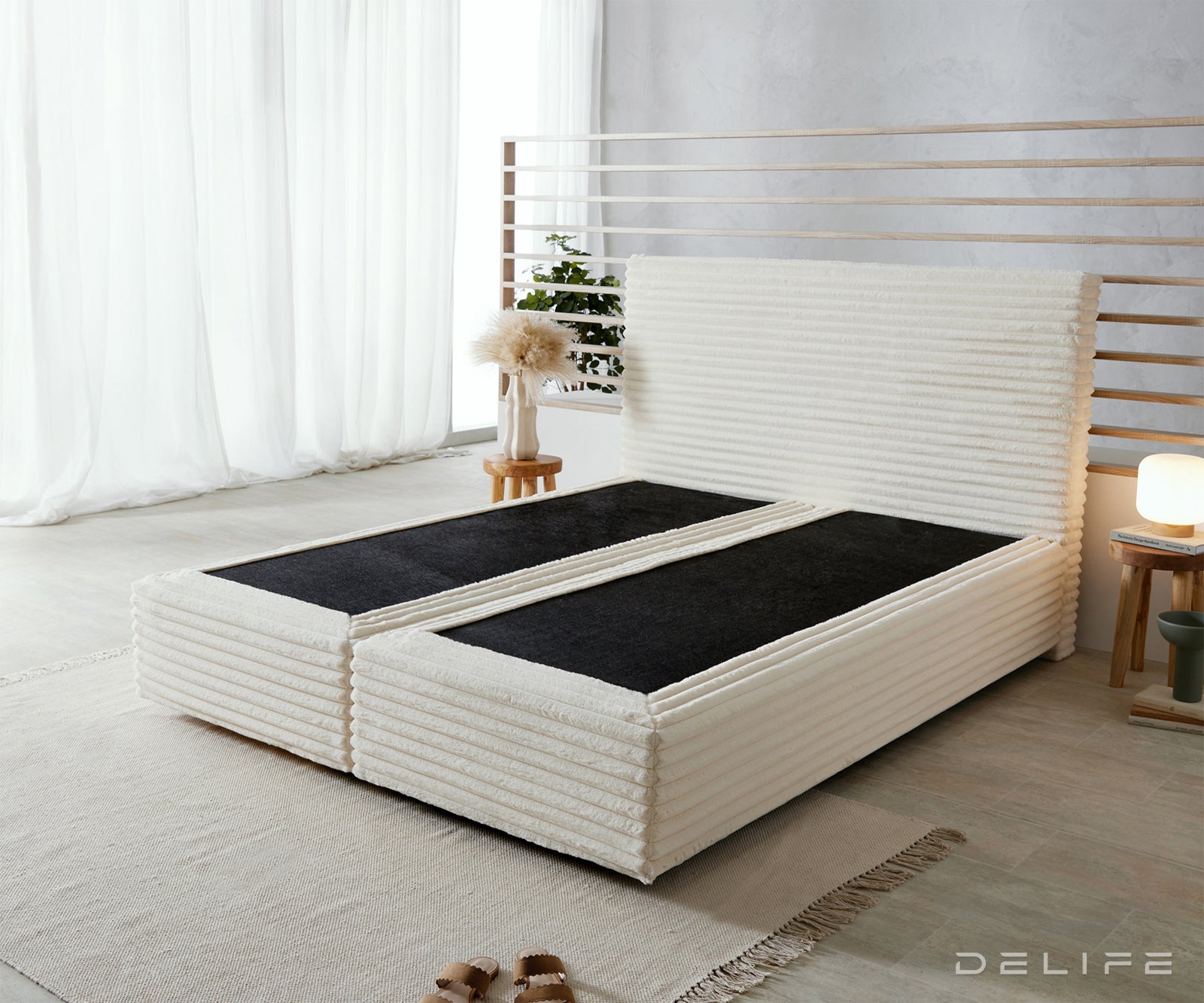 Box spring krevet Dream Well, materijal: Pliš rebrasta tkanina