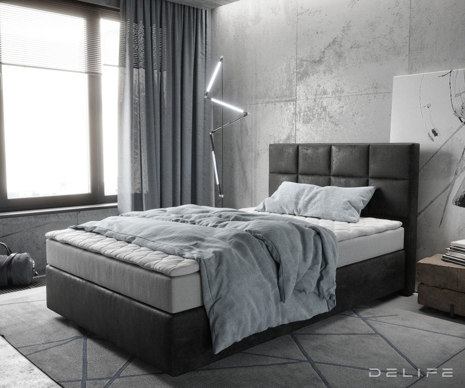 Box spring krevet Dream-Fine s madracem i nadmadracem, Materijal: Mikrofibra