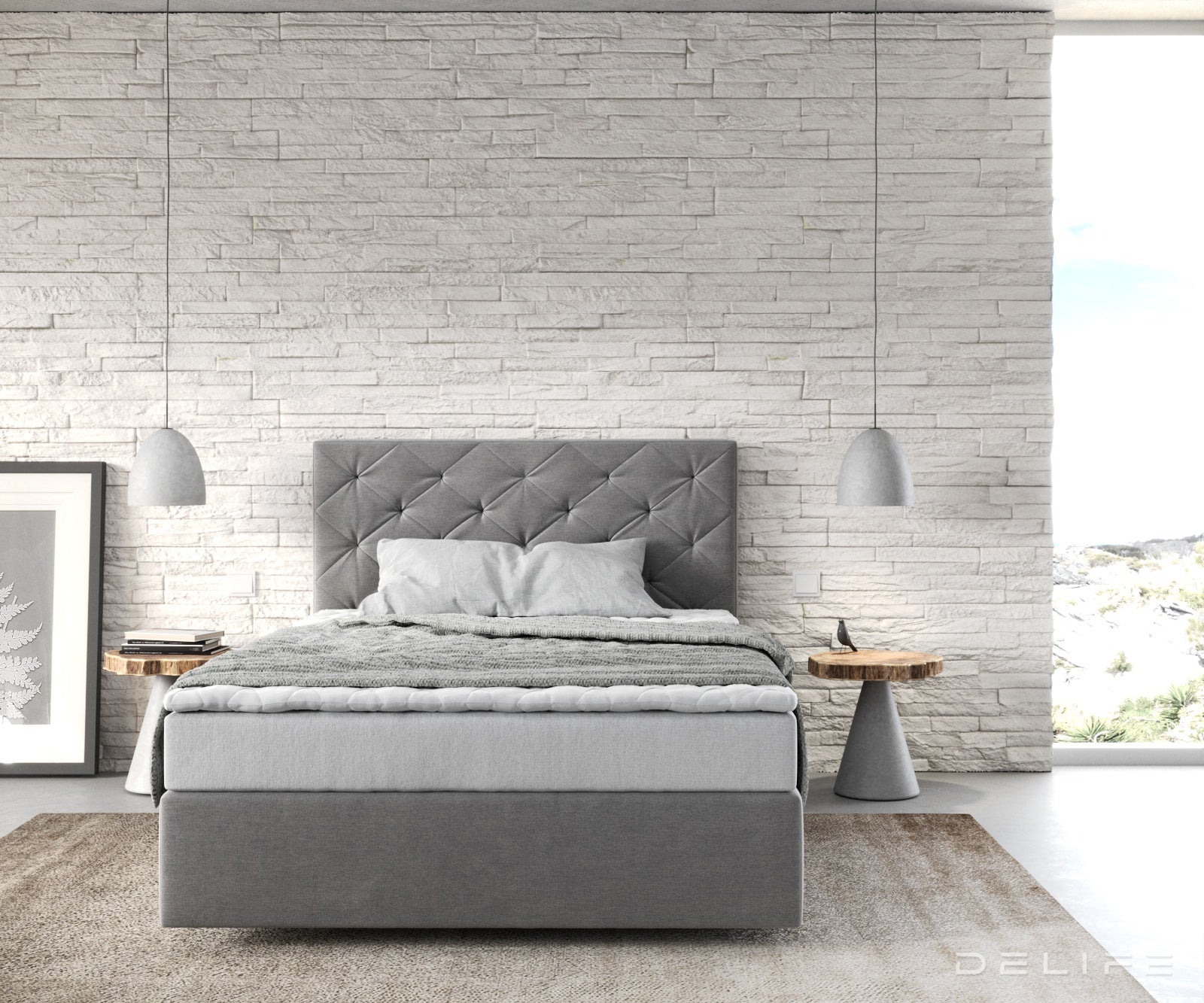 Box spring krevet Dream-Great s madracem i nadmadracem, Materijal: Mikrofibra