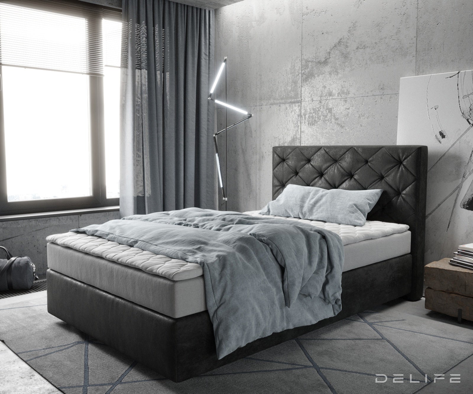 Box spring krevet Dream-Great s madracem i nadmadracem, Materijal: Mikrofibra