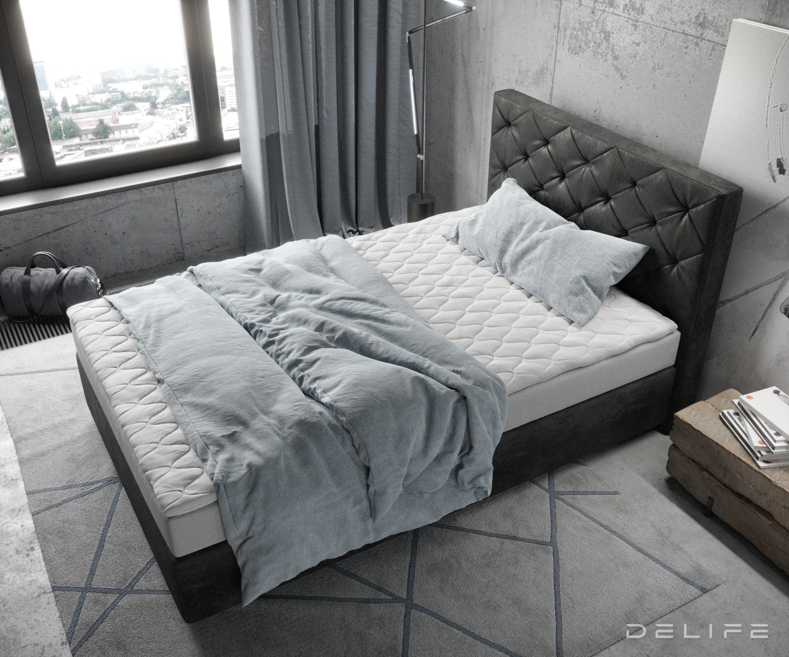Box spring krevet Dream-Great s madracem i nadmadracem, Materijal: Mikrofibra