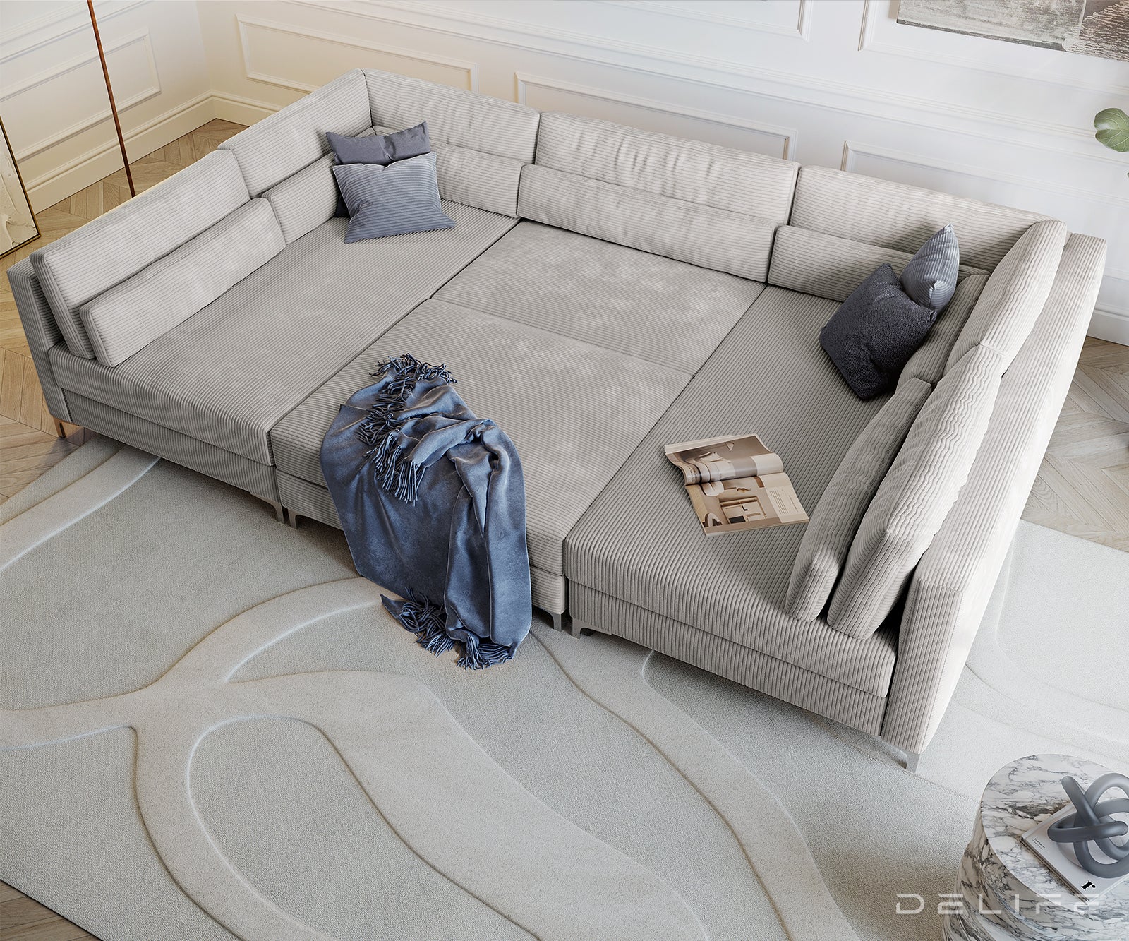 Kutna garnitura Elio 300x185cm, Materijal: Rebrasta tkanina