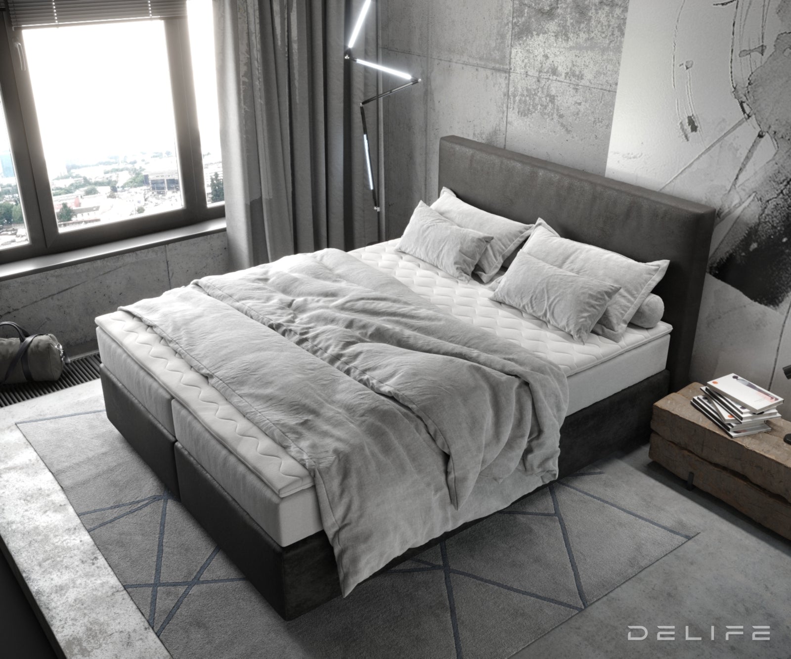 Box spring krevet Dream-Well s madracem i nadmadracem, Materijal: Mikrofibra