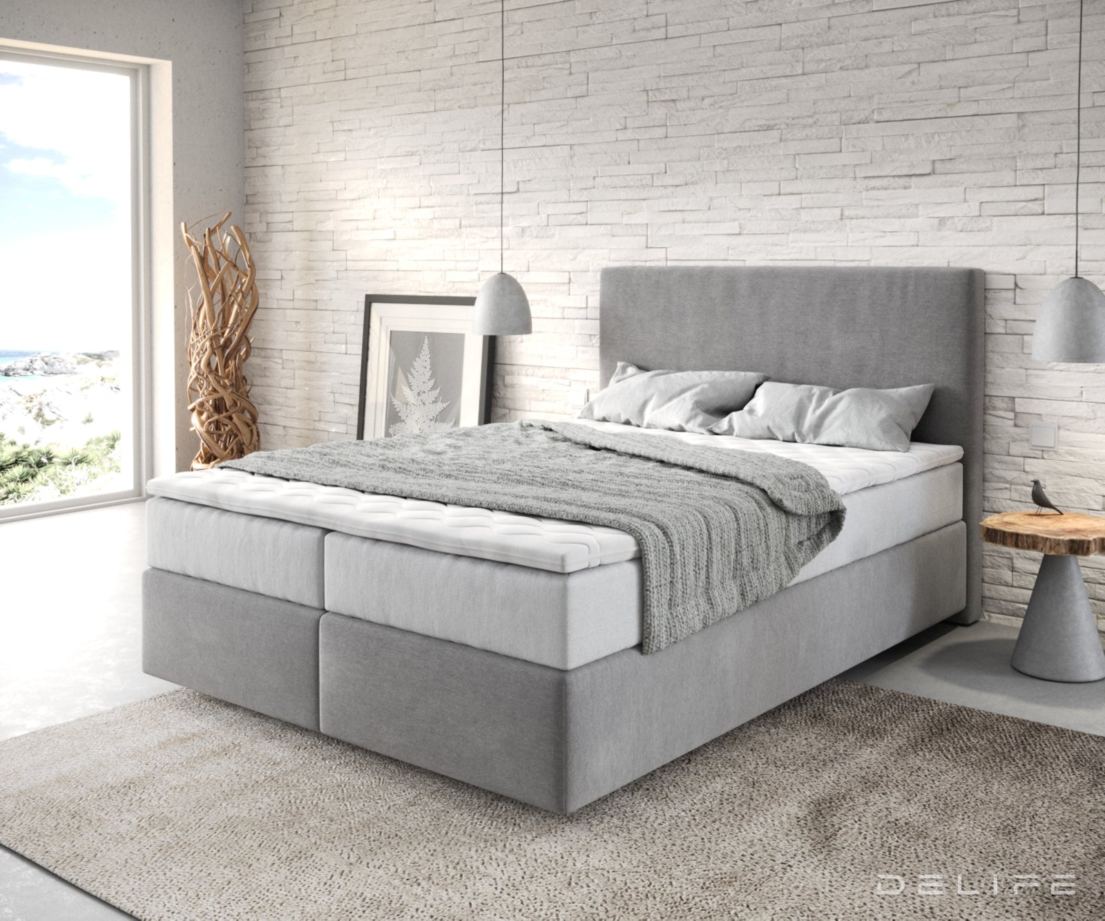 Box spring krevet Dream-Well s madracem i nadmadracem, Materijal: Mikrofibra