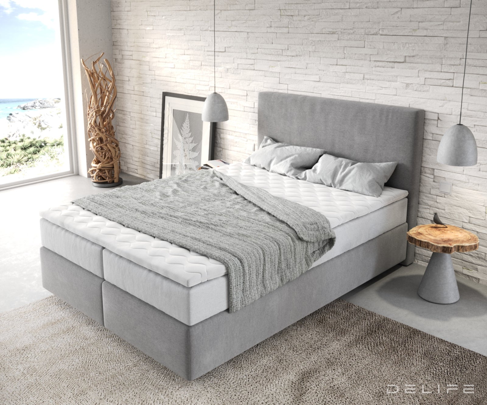 Box spring krevet Dream-Well s madracem i nadmadracem, Materijal: Mikrofibra