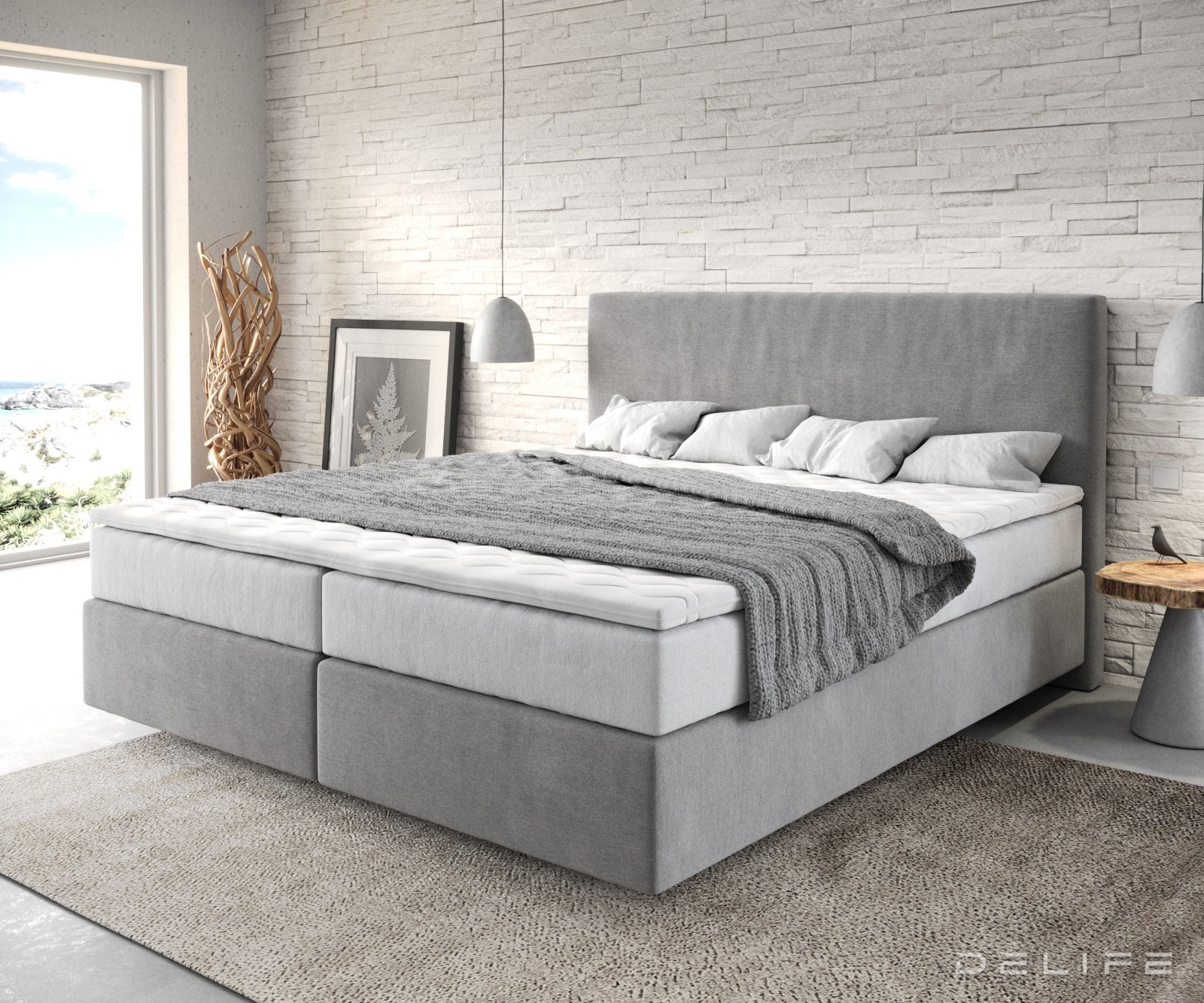Box spring krevet Dream-Well s madracem i nadmadracem, Materijal: Mikrofibra