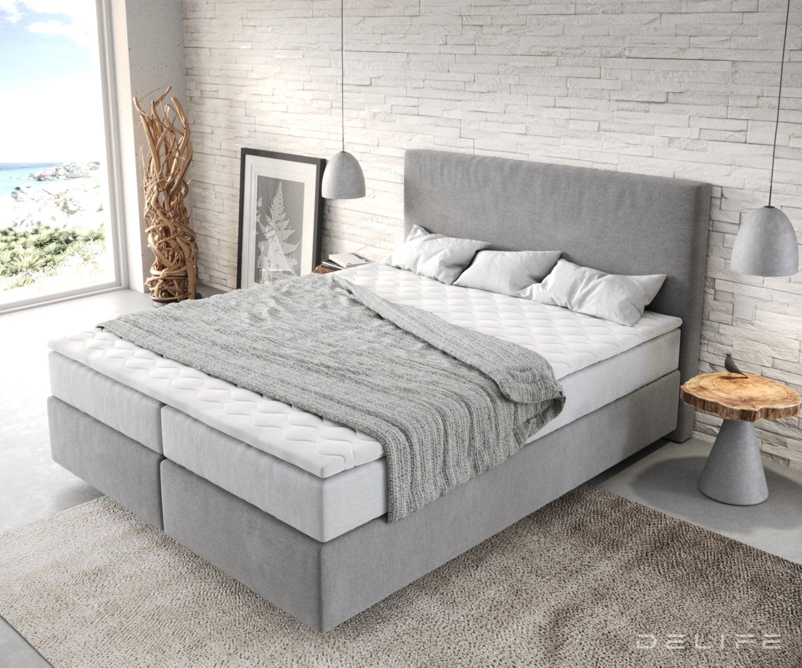 Box spring krevet Dream-Well s madracem i nadmadracem, Materijal: Mikrofibra