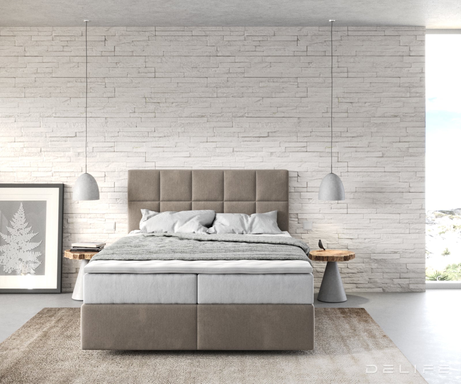 Box spring krevet Dream-Fine s madracem i nadmadracem, Materijal: Mikrofibra