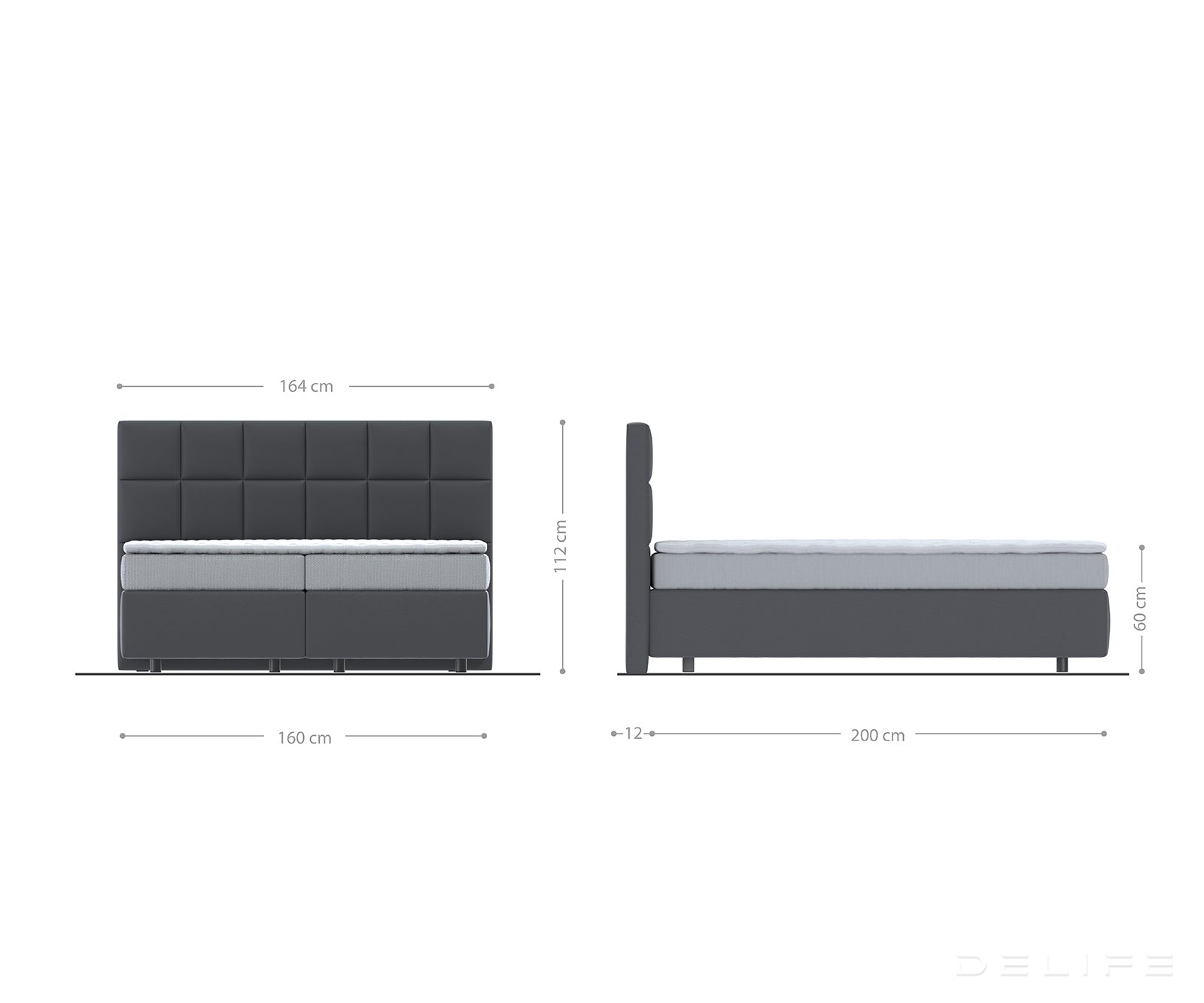 Box spring krevet Dream-Fine s madracem i nadmadracem, Materijal: Mikrofibra