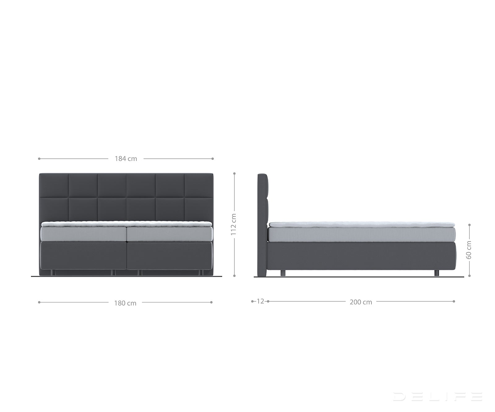 Box spring krevet Dream-Fine s madracem i nadmadracem, Materijal: Mikrofibra