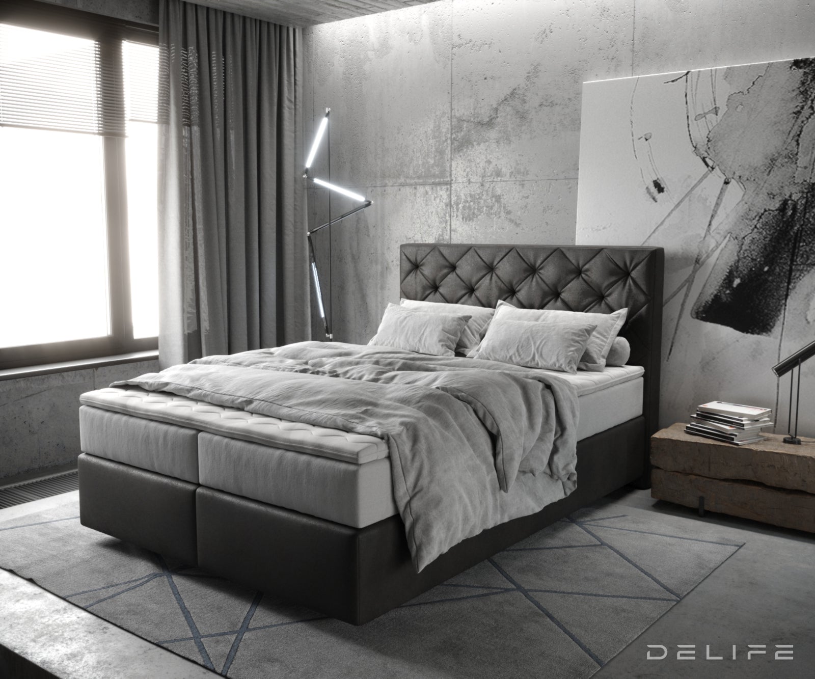 Box spring krevet Dream-Great s madracem i nadmadracem, Materijal: Mikrofibra