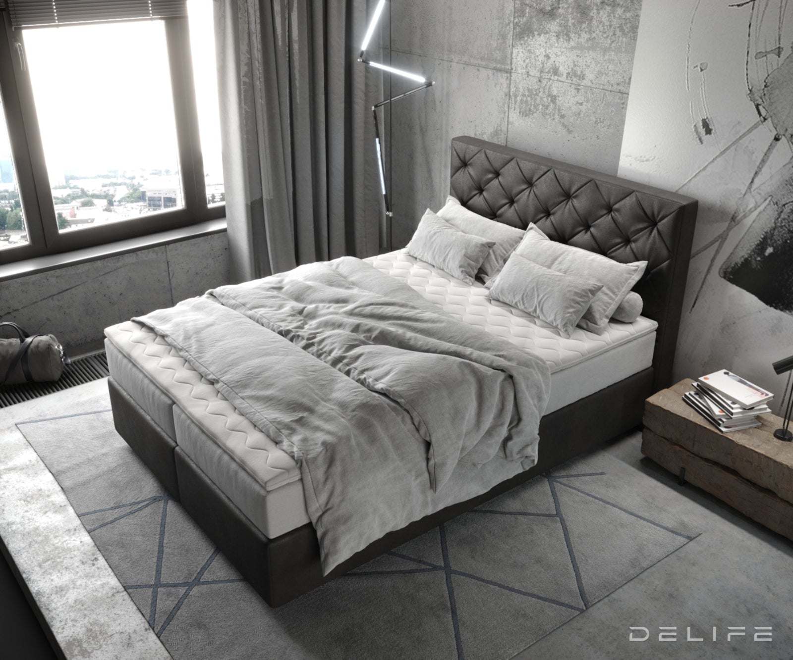Box spring krevet Dream-Great s madracem i nadmadracem, Materijal: Mikrofibra