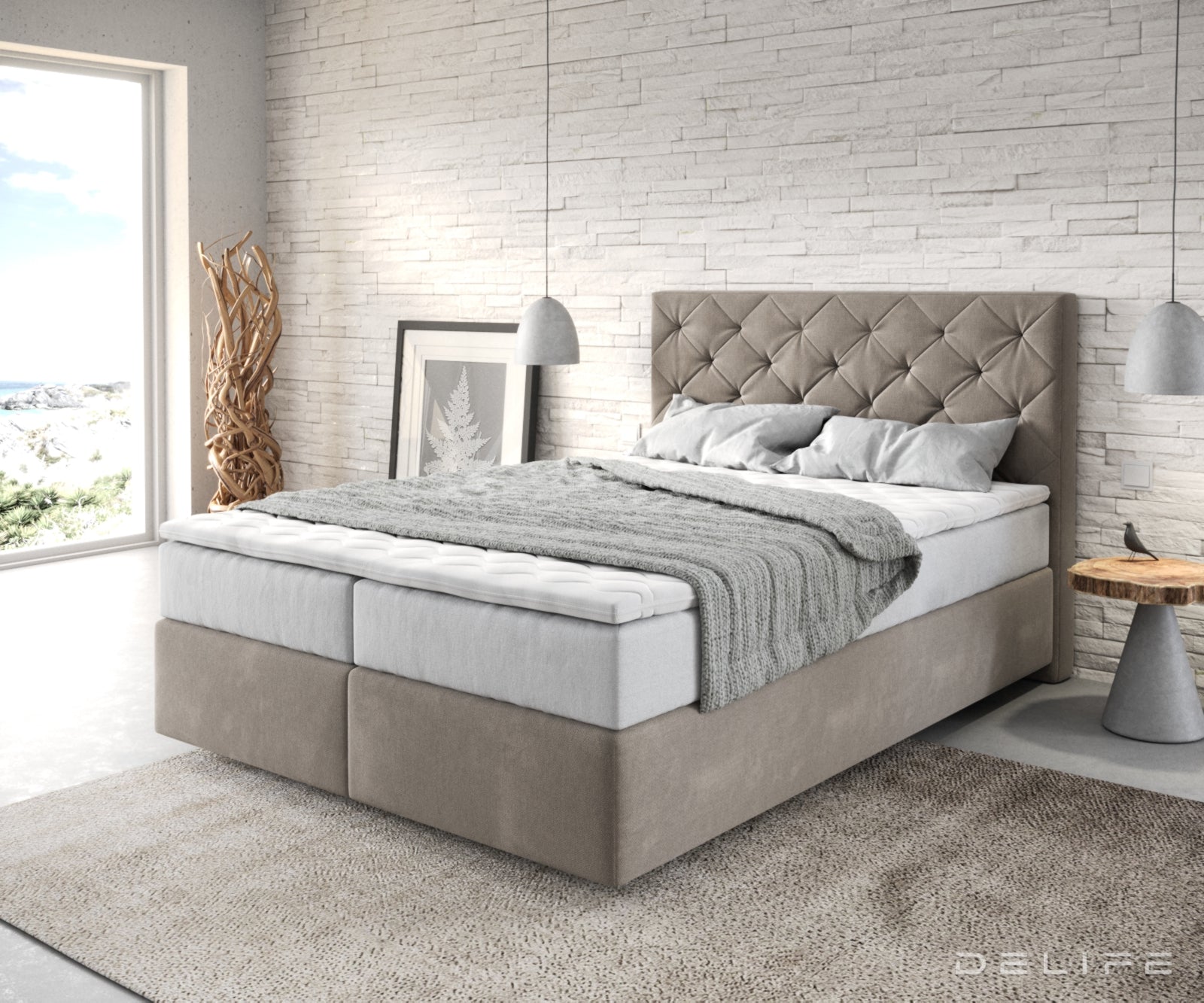 Box spring krevet Dream-Great s madracem i nadmadracem, Materijal: Mikrofibra