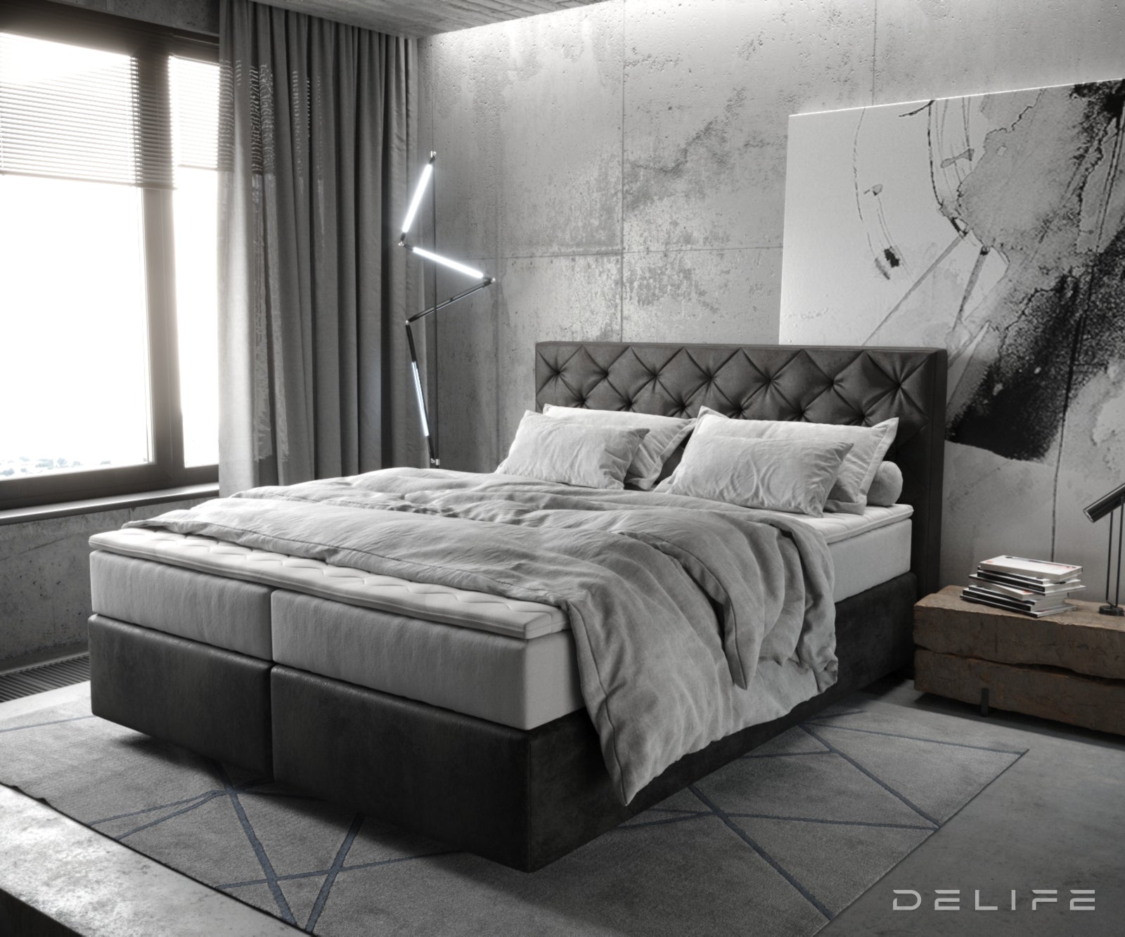 Box spring krevet Dream-Great s madracem i nadmadracem, Materijal: Mikrofibra