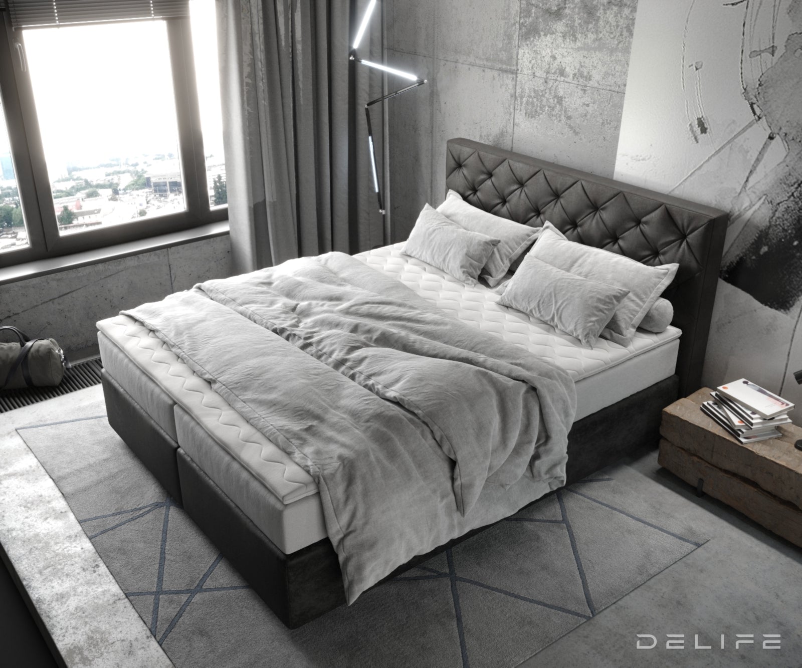 Box spring krevet Dream-Great s madracem i nadmadracem, Materijal: Mikrofibra