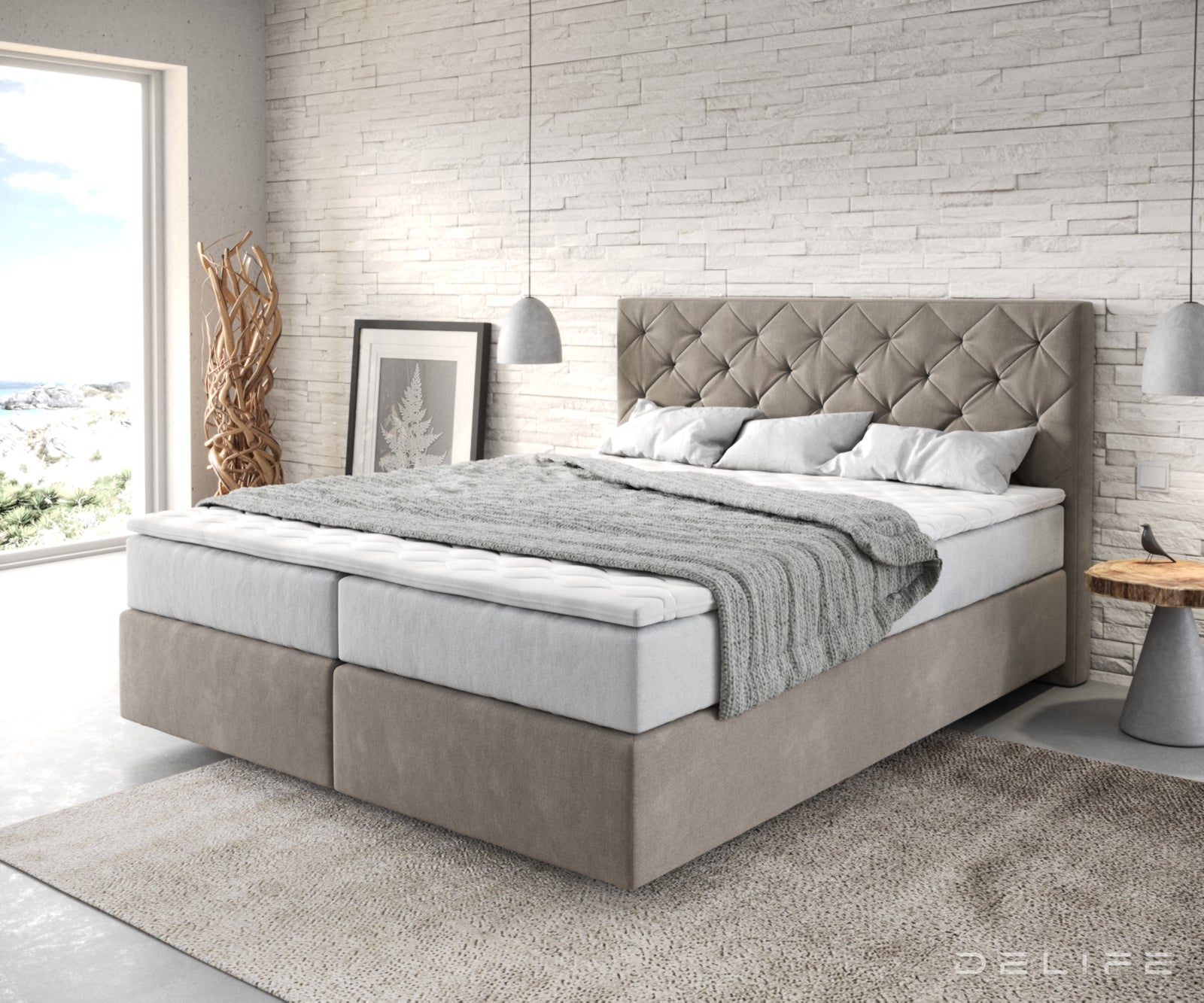 Box spring krevet Dream-Great s madracem i nadmadracem, Materijal: Mikrofibra