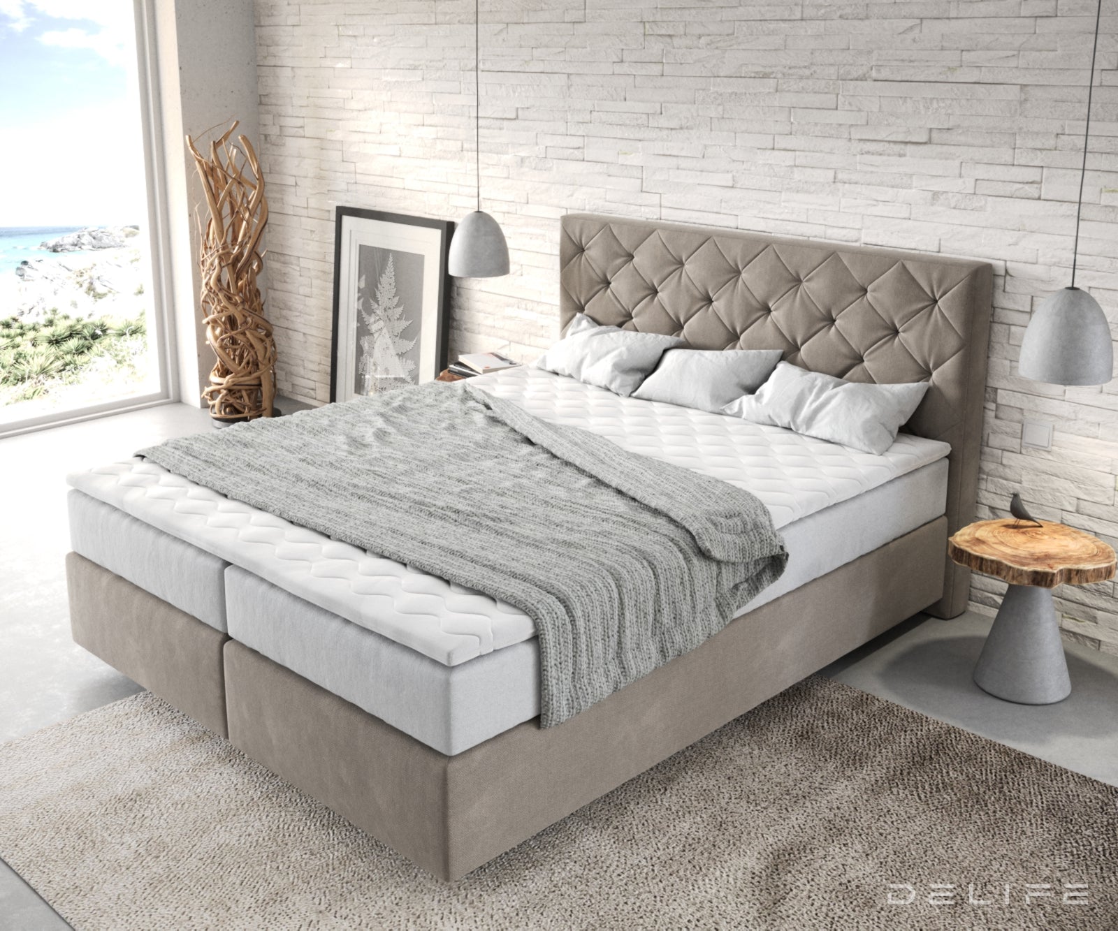 Box spring krevet Dream-Great s madracem i nadmadracem, Materijal: Mikrofibra