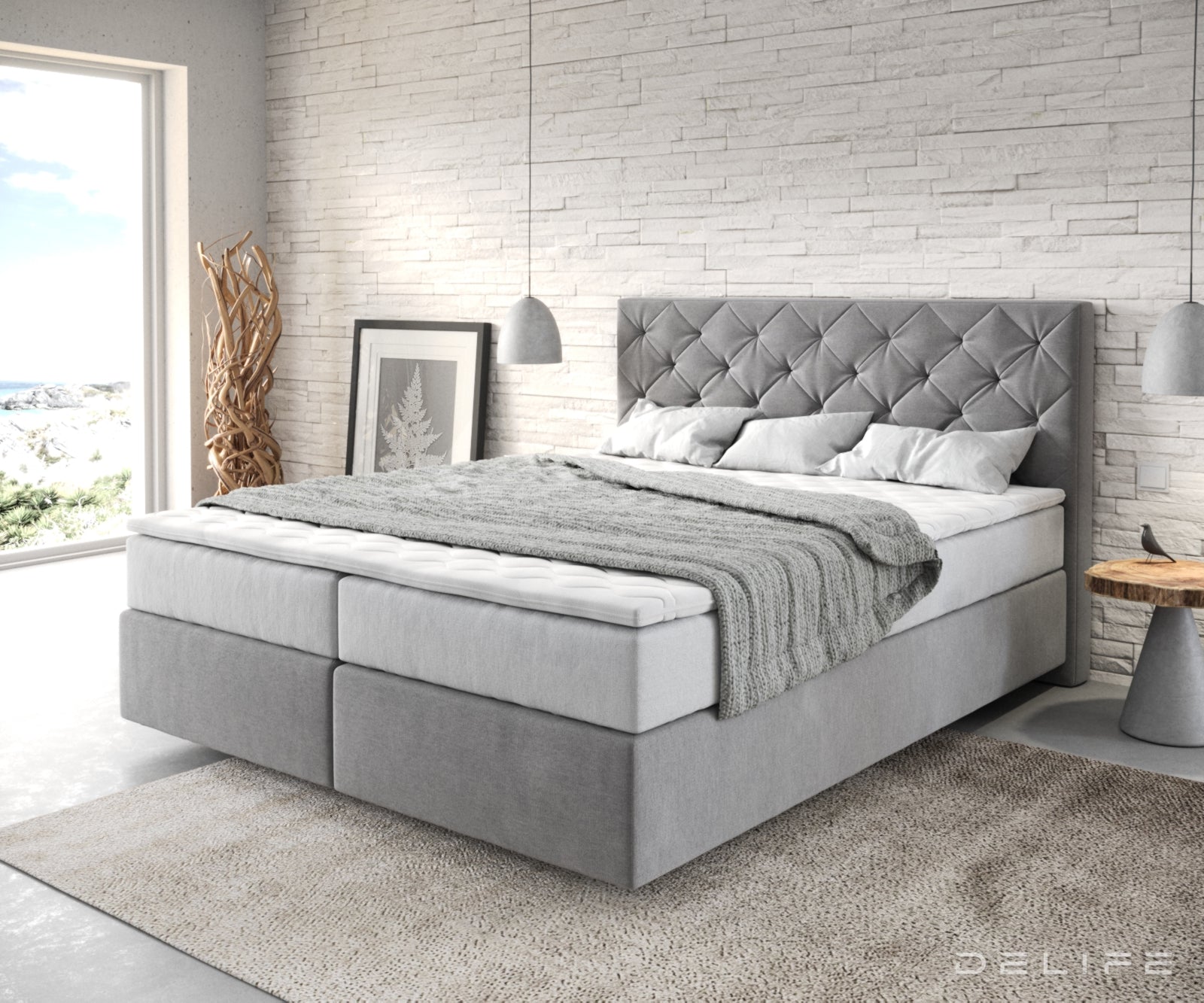 Box spring krevet Dream-Great s madracem i nadmadracem, Materijal: Mikrofibra